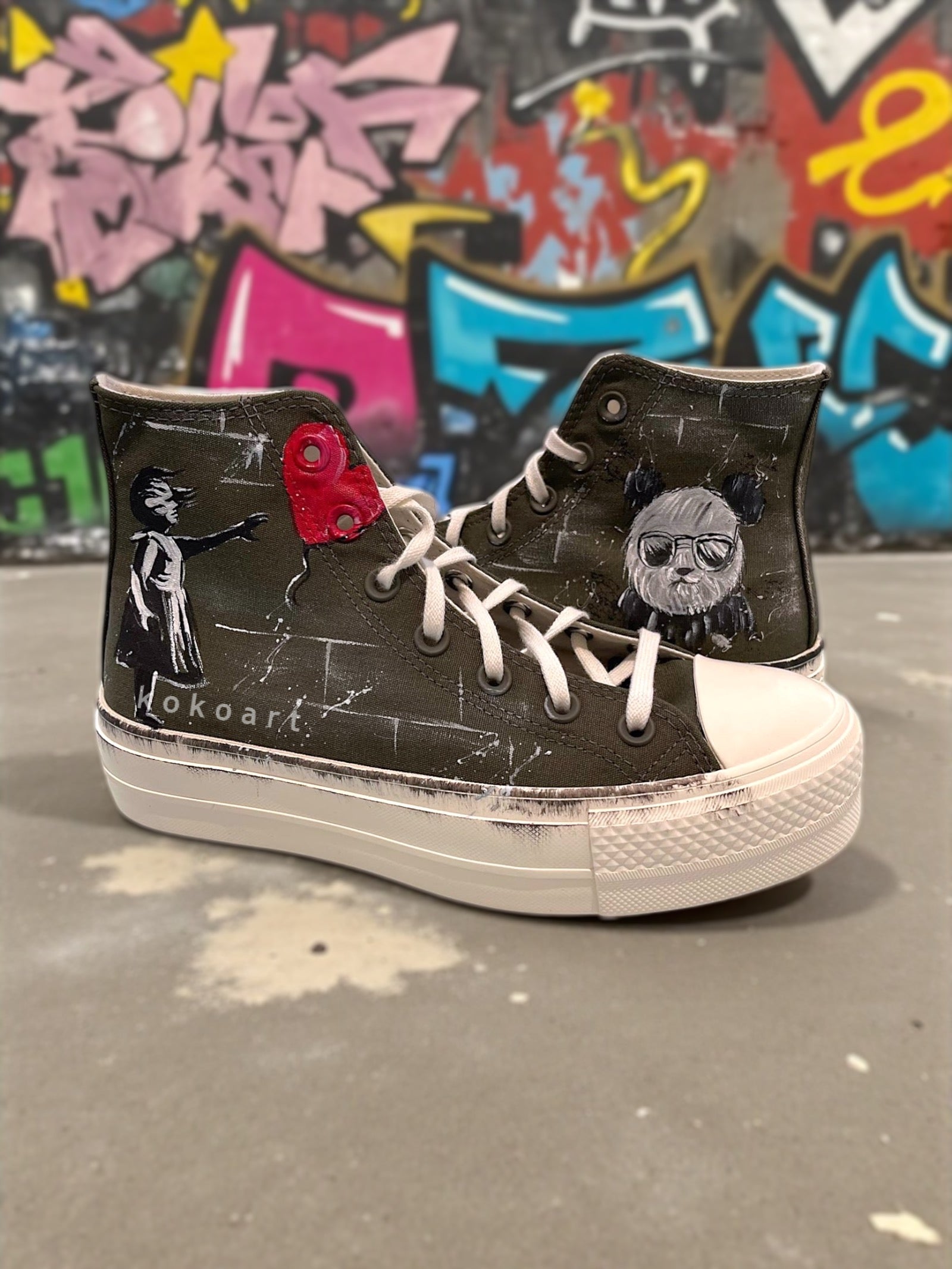 All Star Platforms Hand Painted Graffiti