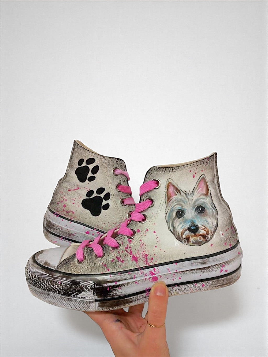 All Star Platforms Hand Painted Customisable Pet Portrait