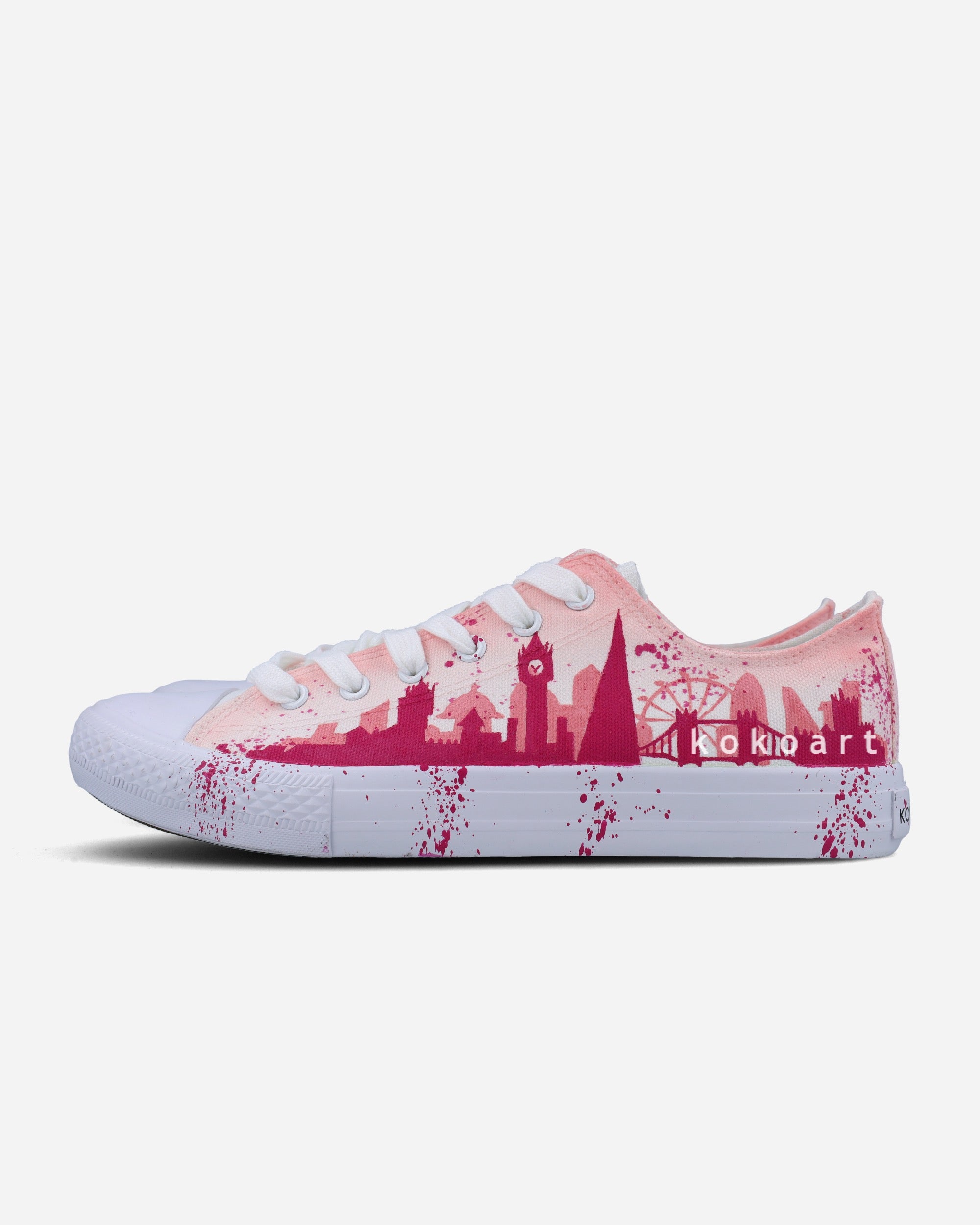 London Skyline and Customisable Pet Portrait Hand Painted Shoes