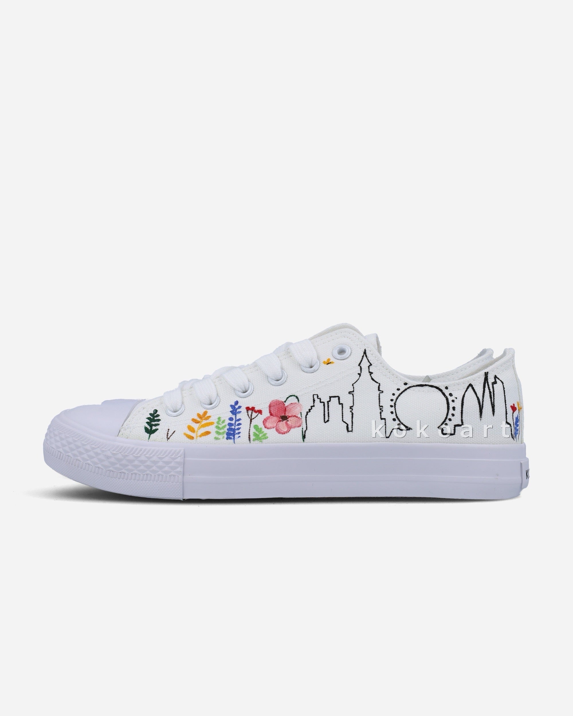 London Floral Skyline Hand Painted Shoes