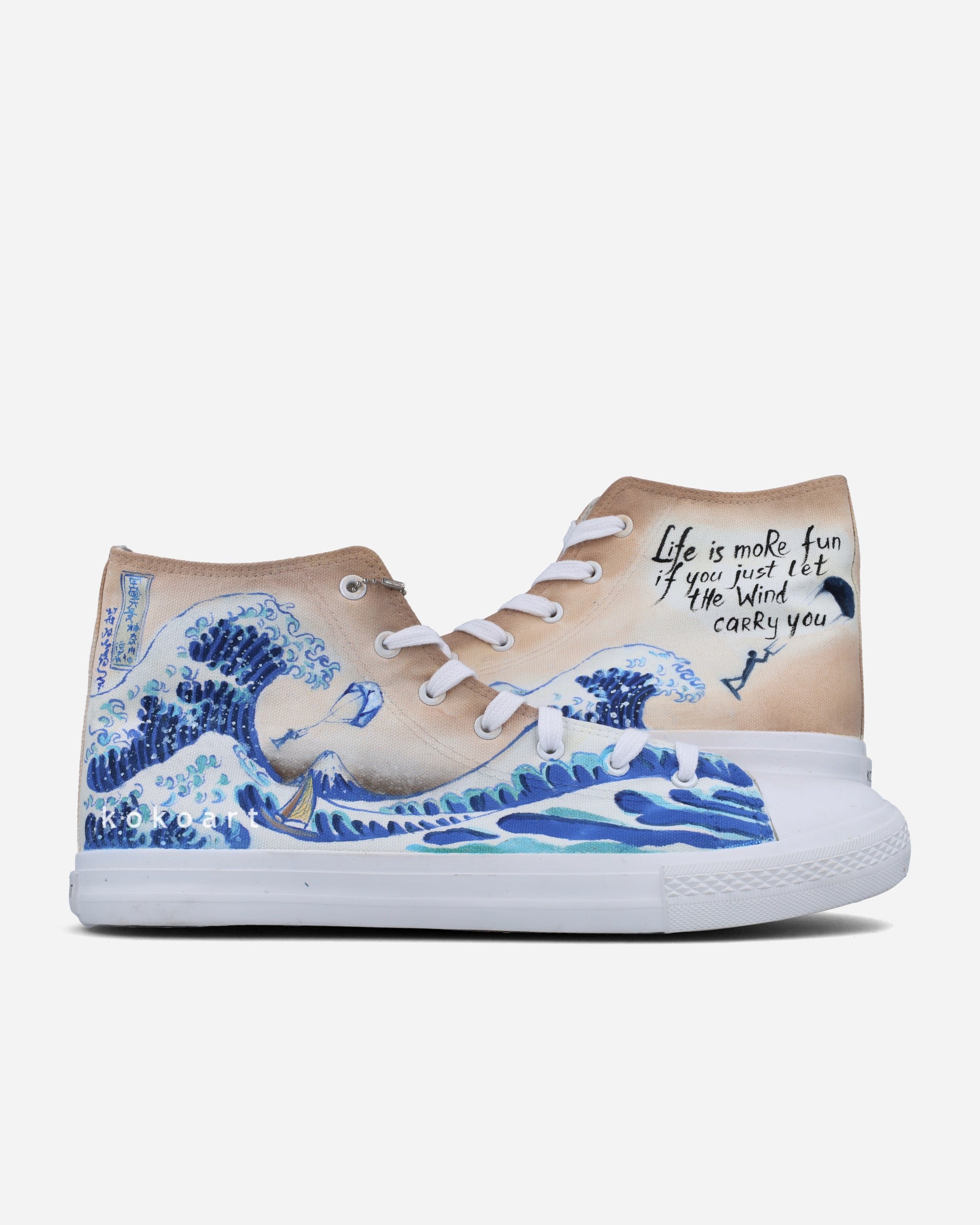 Great Wave with Surfer Hand Painted Shoes
