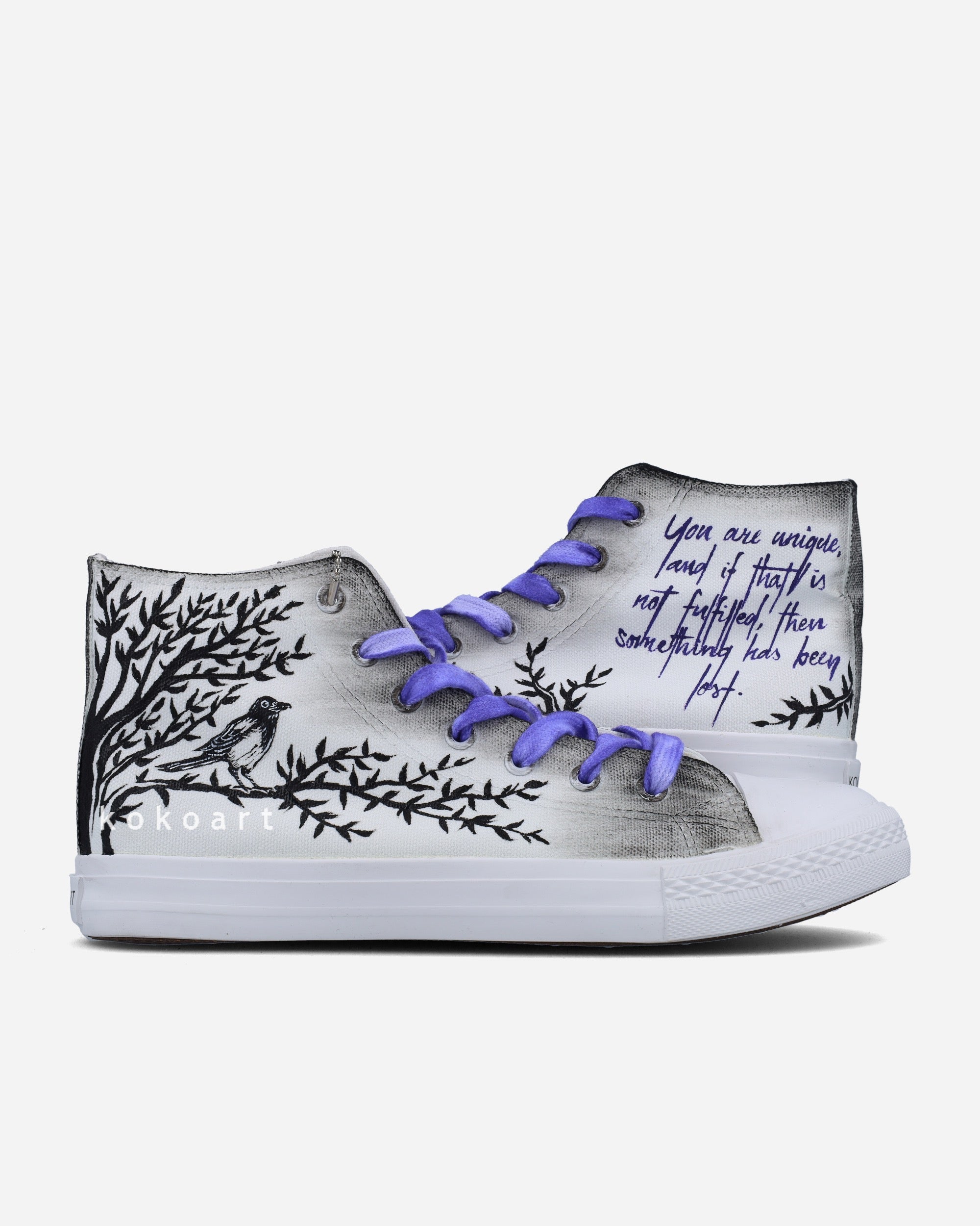 Bird Illustration with Quote Hand Painted Shoes