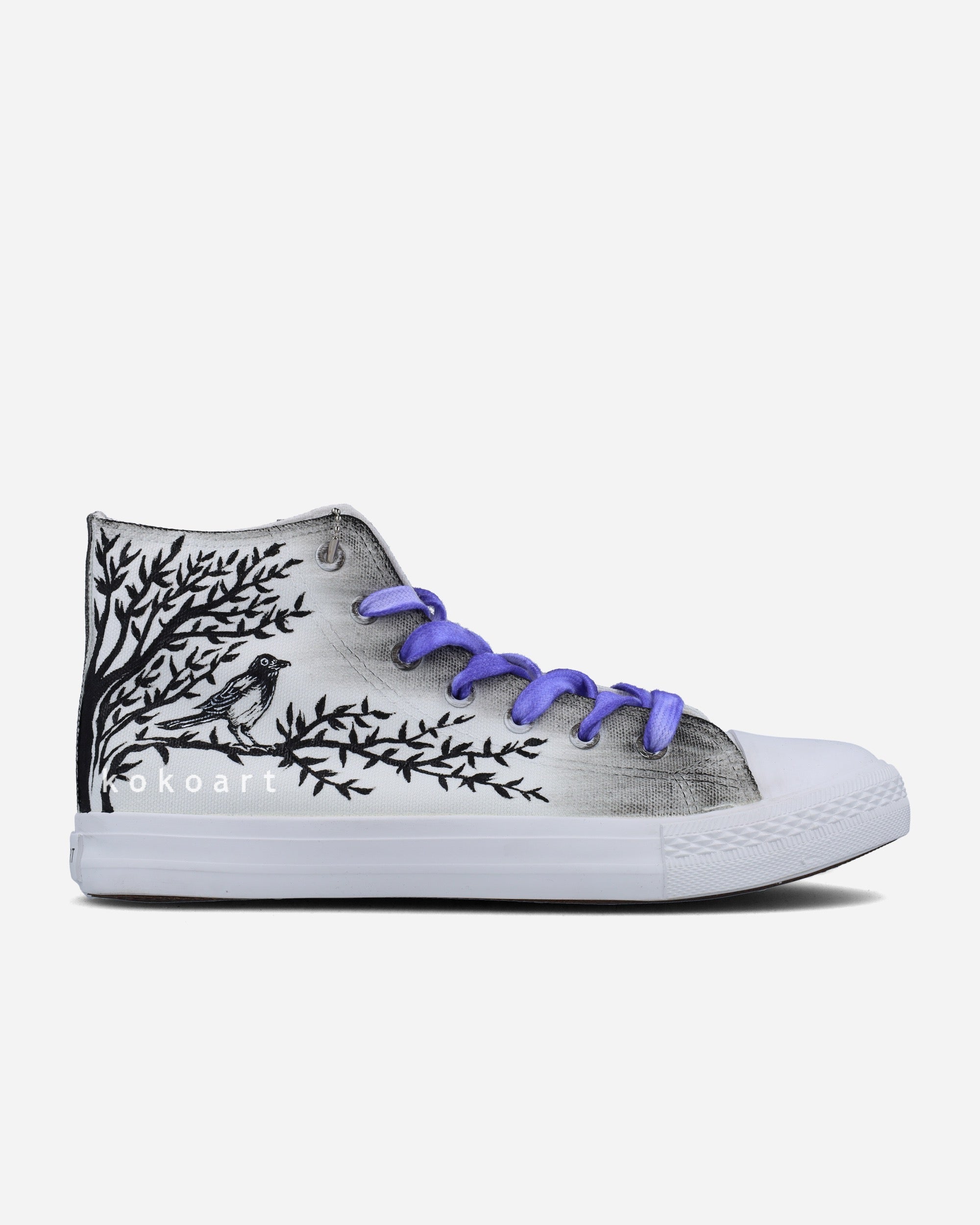 Bird Illustration with Quote Hand Painted Shoes