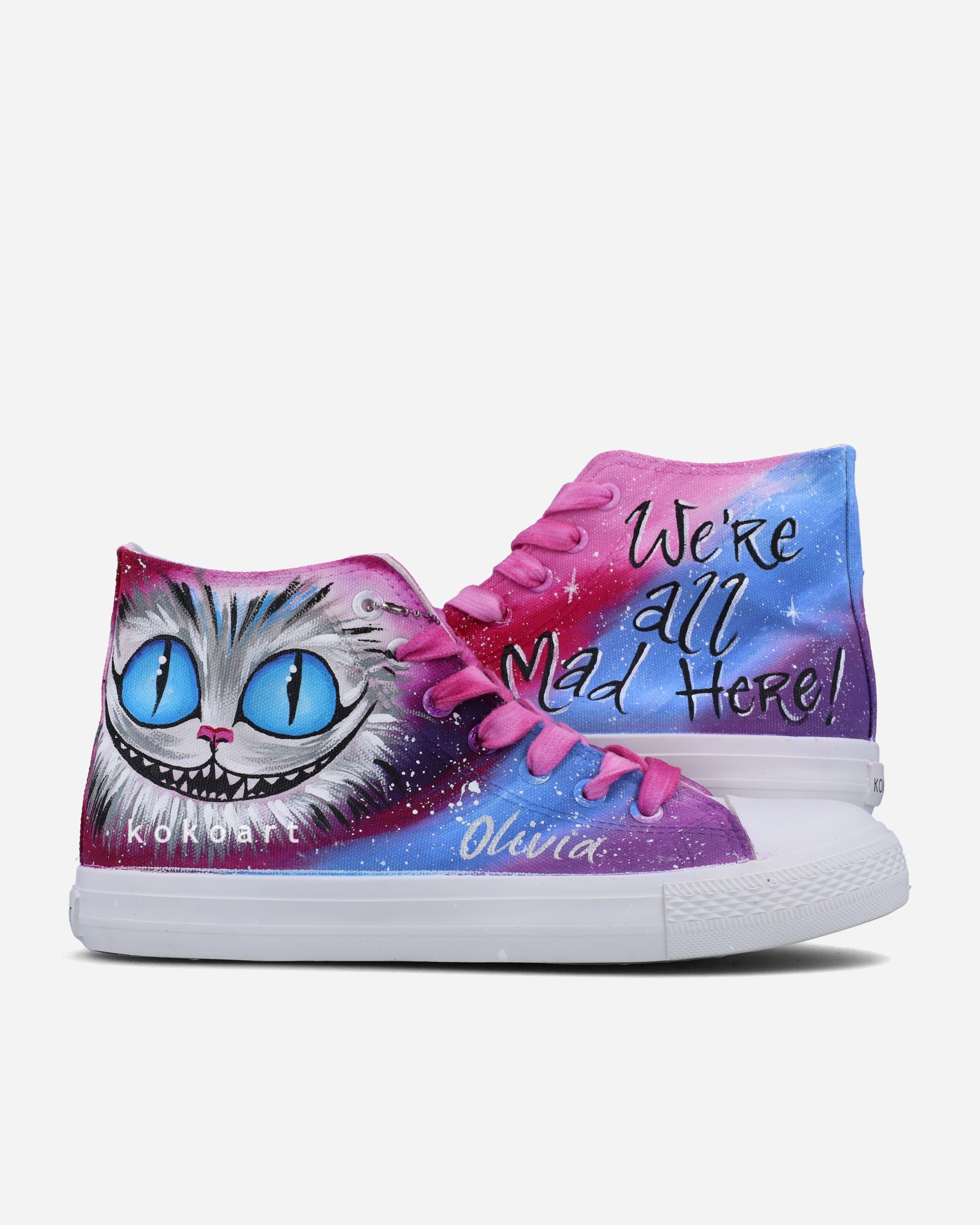 Purple We're All Mad Here Hand Painted Shoes