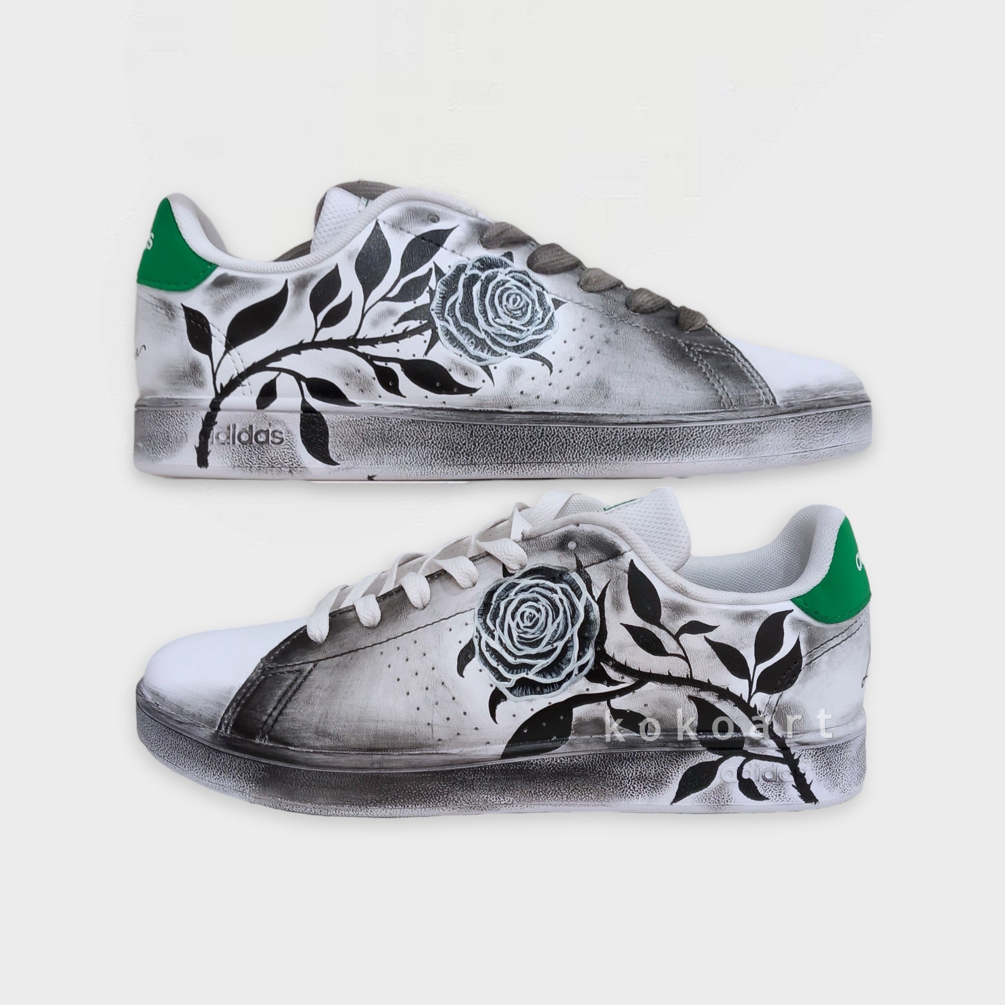 Stan Smith Hand Painted Black Roses