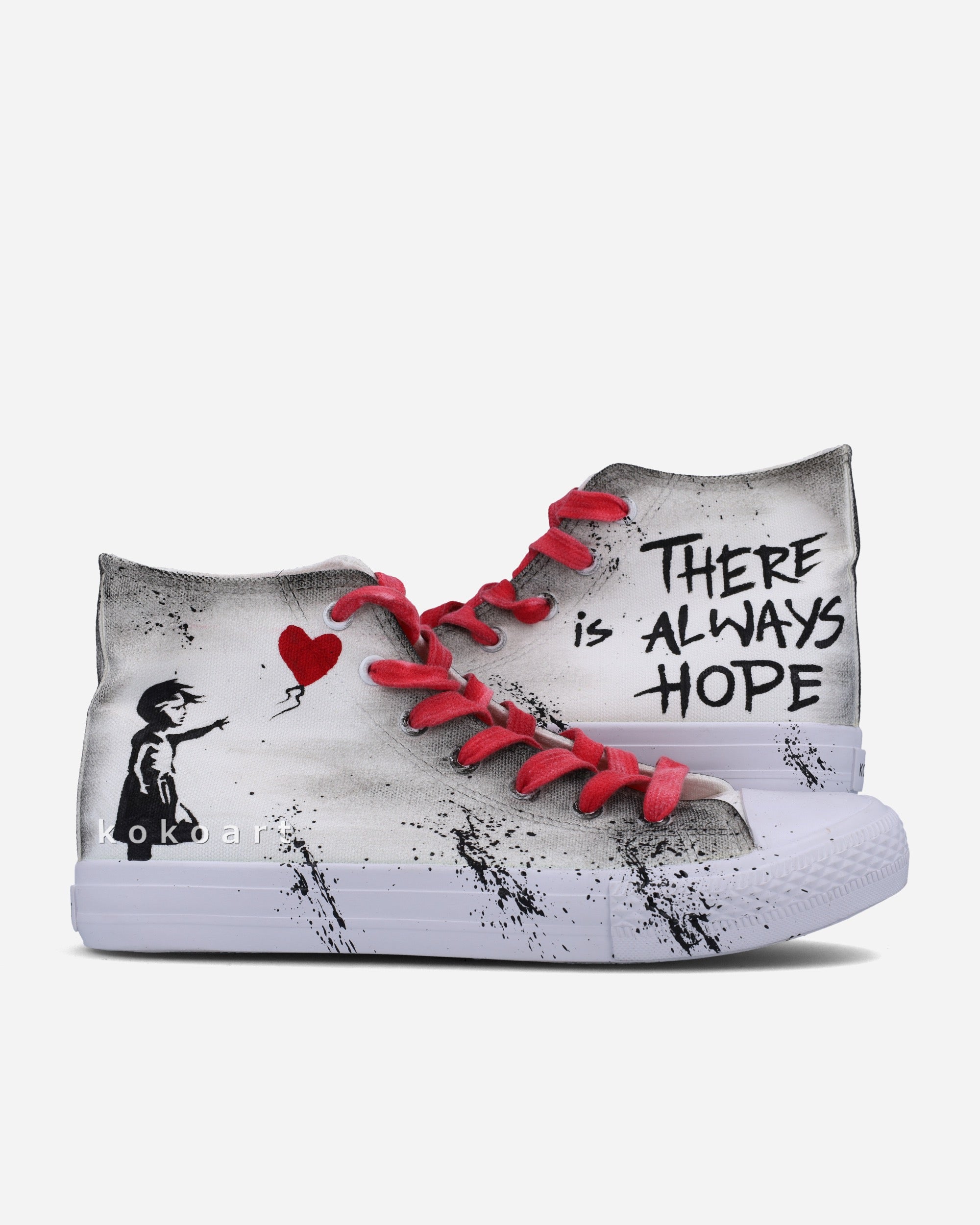 Girl with Balloon Hand Painted Shoes