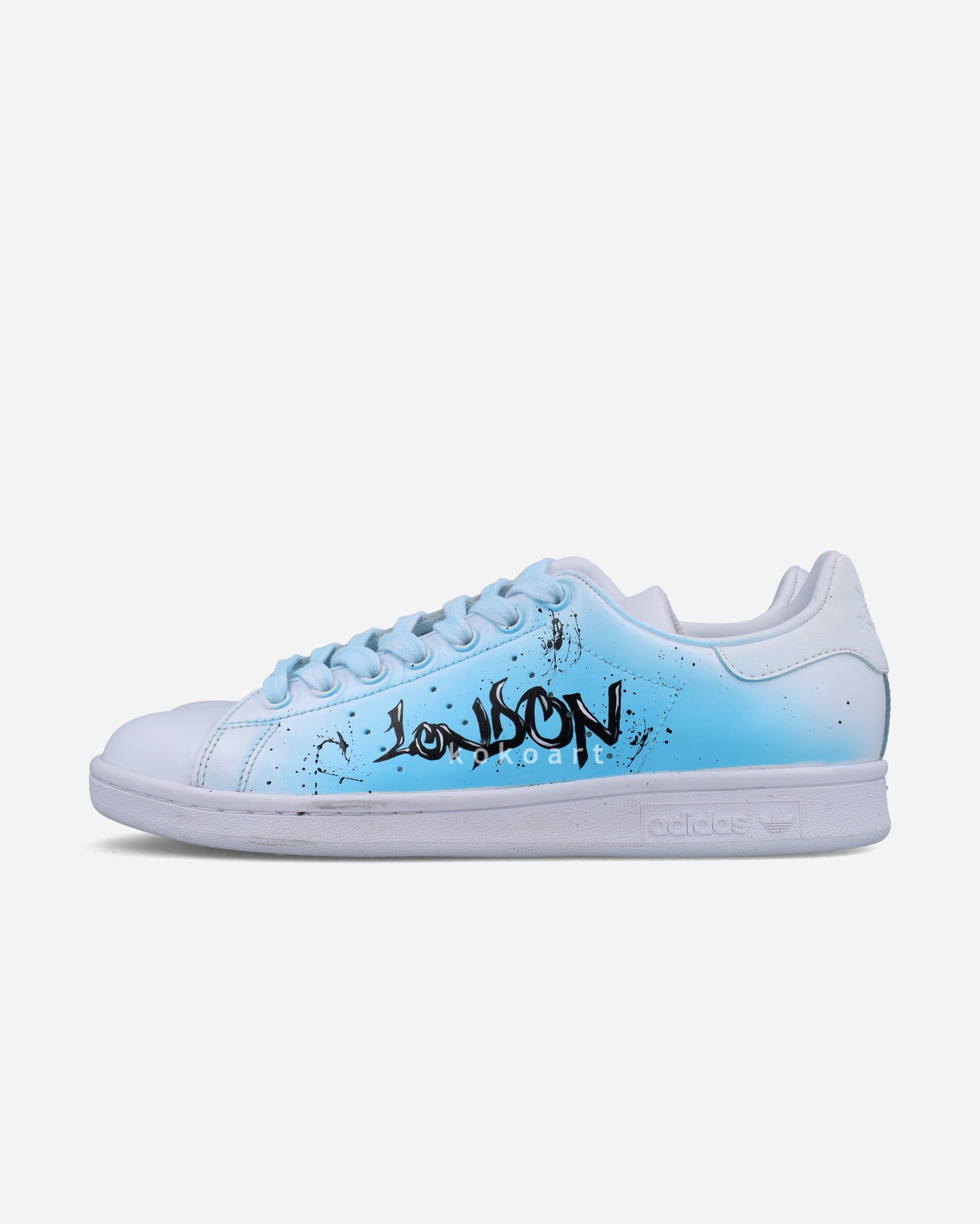 Stan Smith Hand Painted London Skyline Light Blue Watercolour