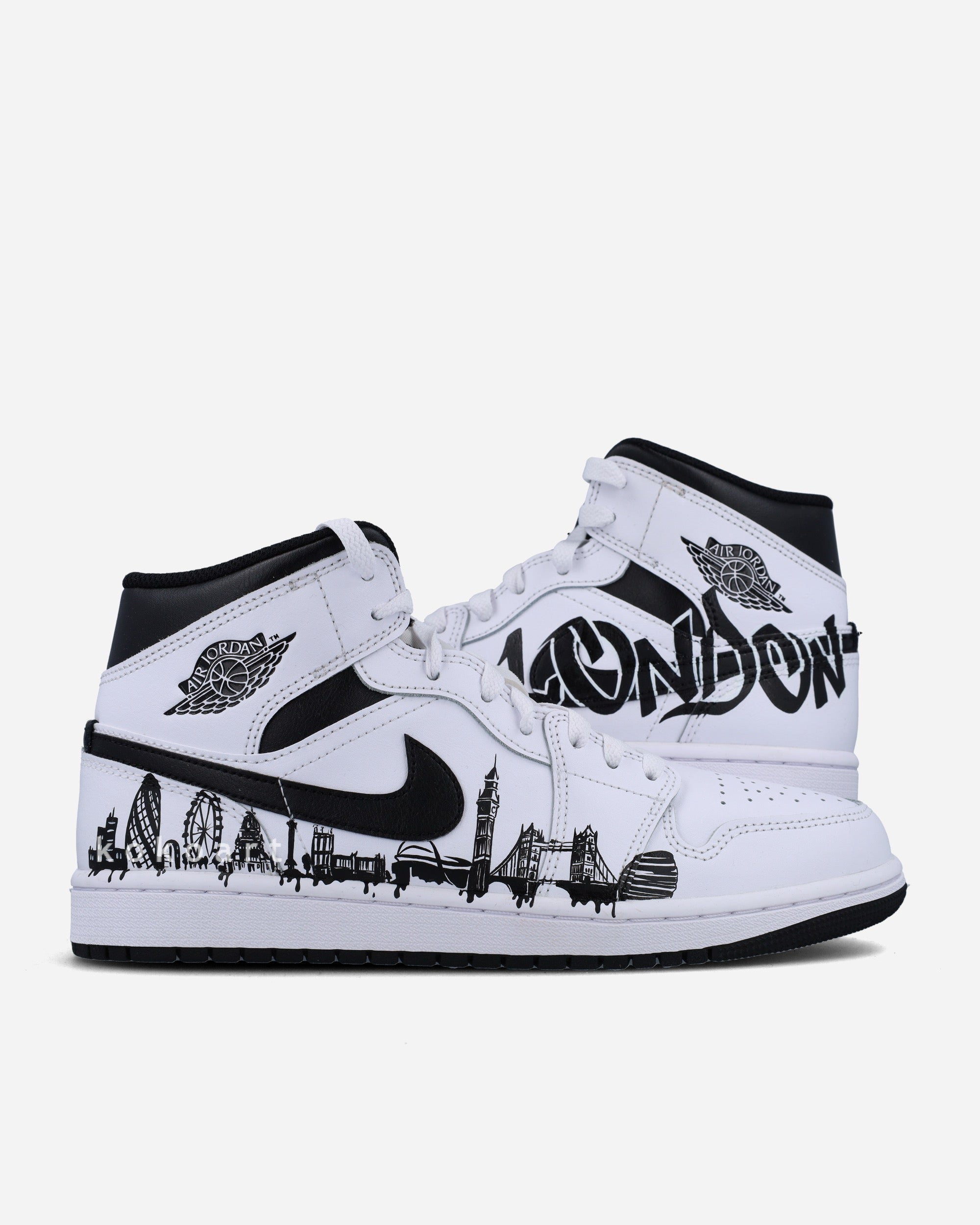 Air Jordan Black and White London Skyline