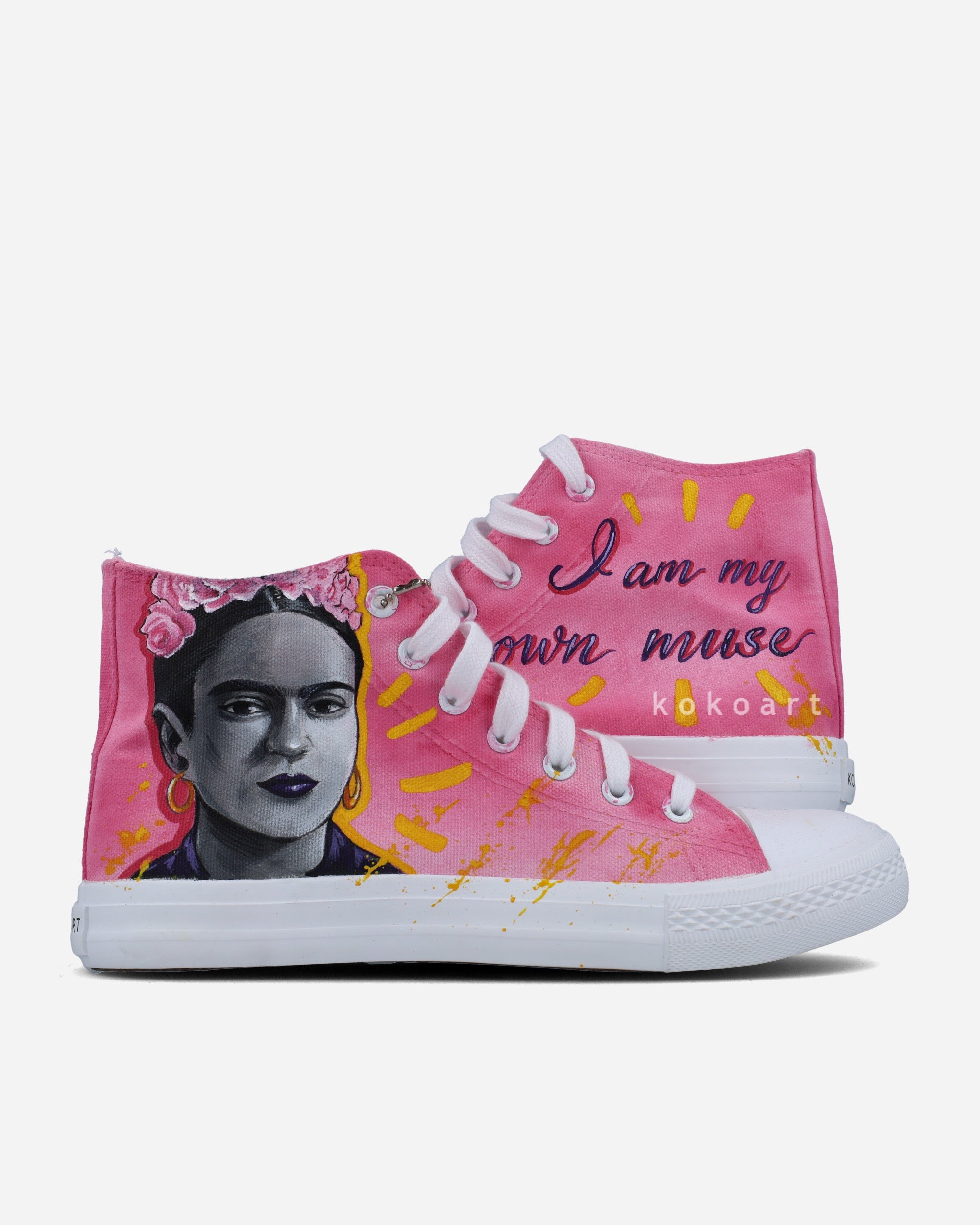Frida Kahlo Pink Hand Painted Shoes