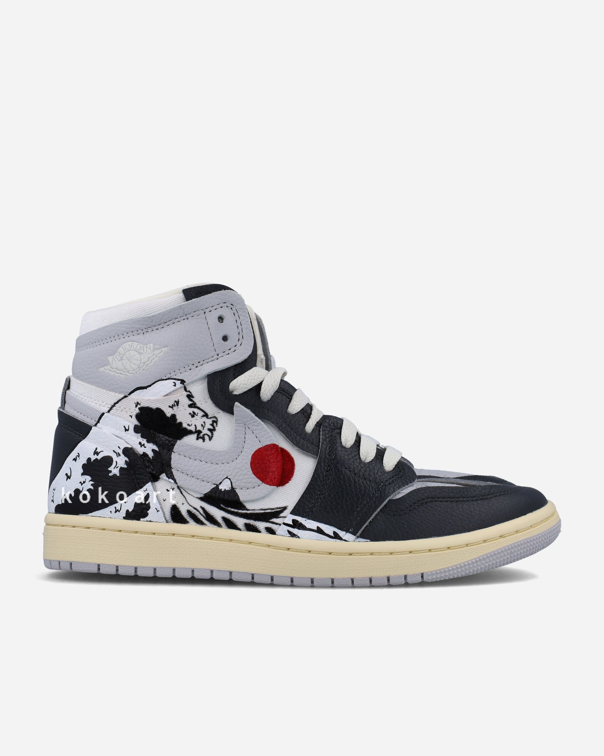 Air Jordan Hand Painted Red Dragon and Wave