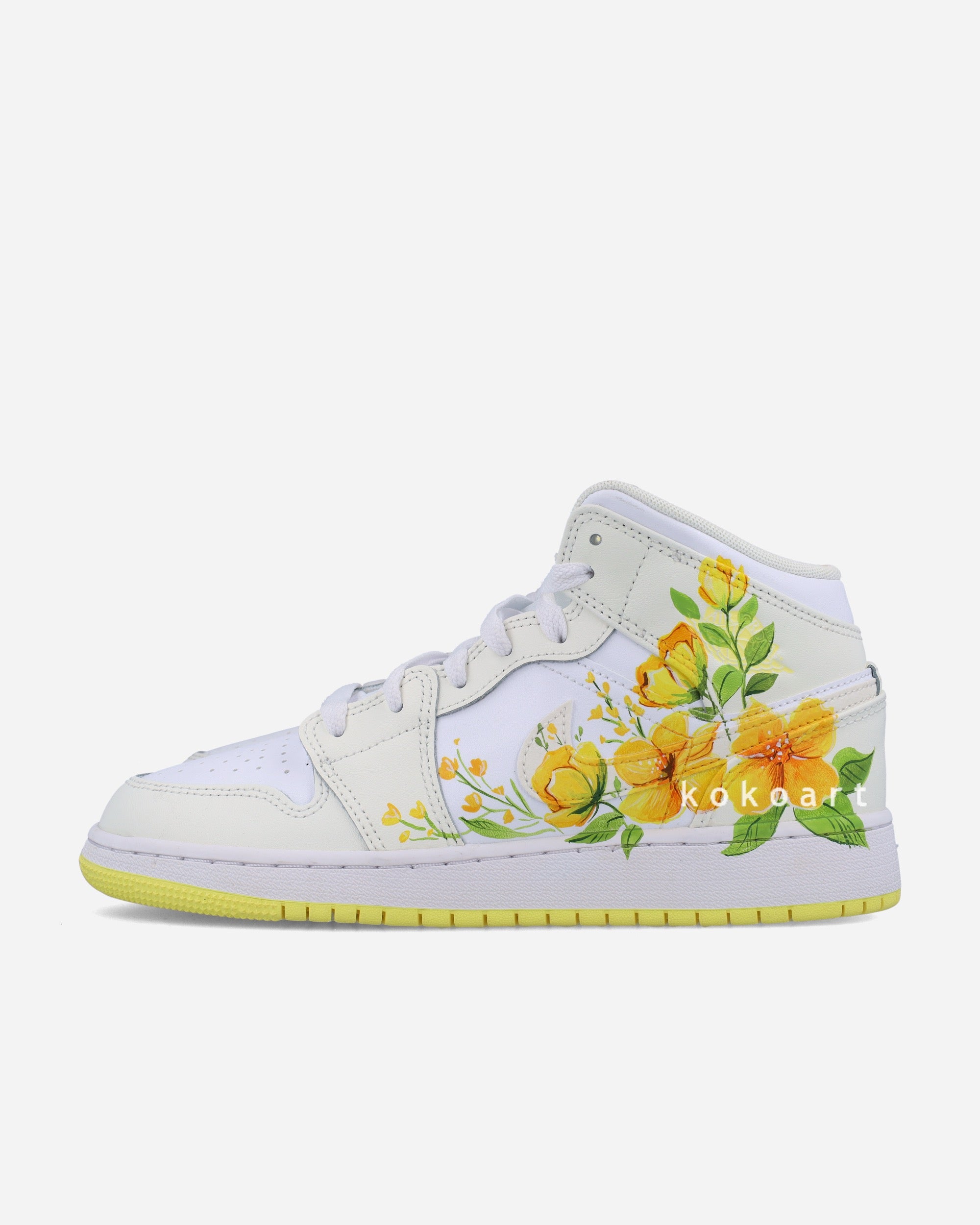 Air Jordan Hand Painted Yellow Flowers