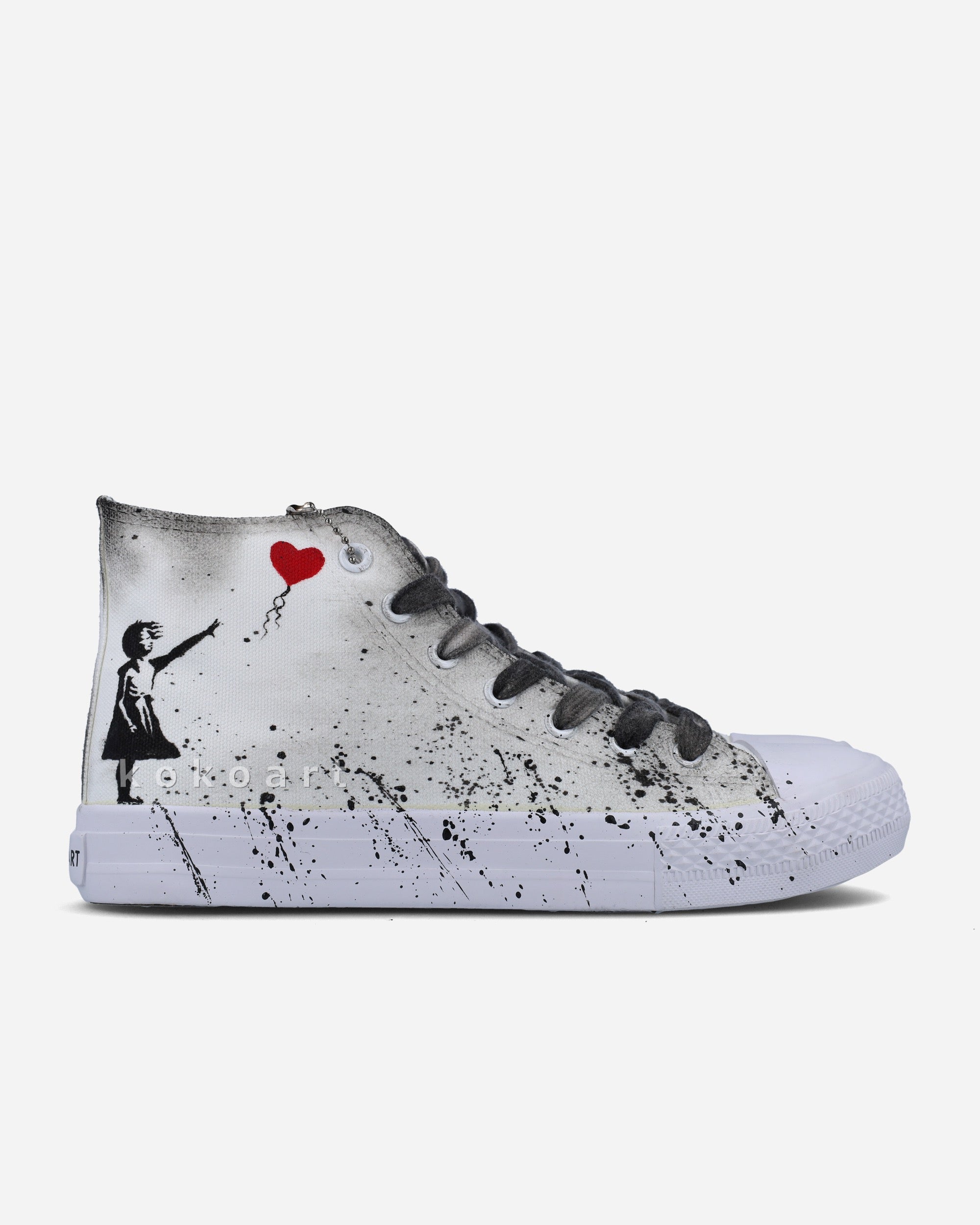 Graffiti Girl with Balloon and Flower Thrower Hand Painted Shoes