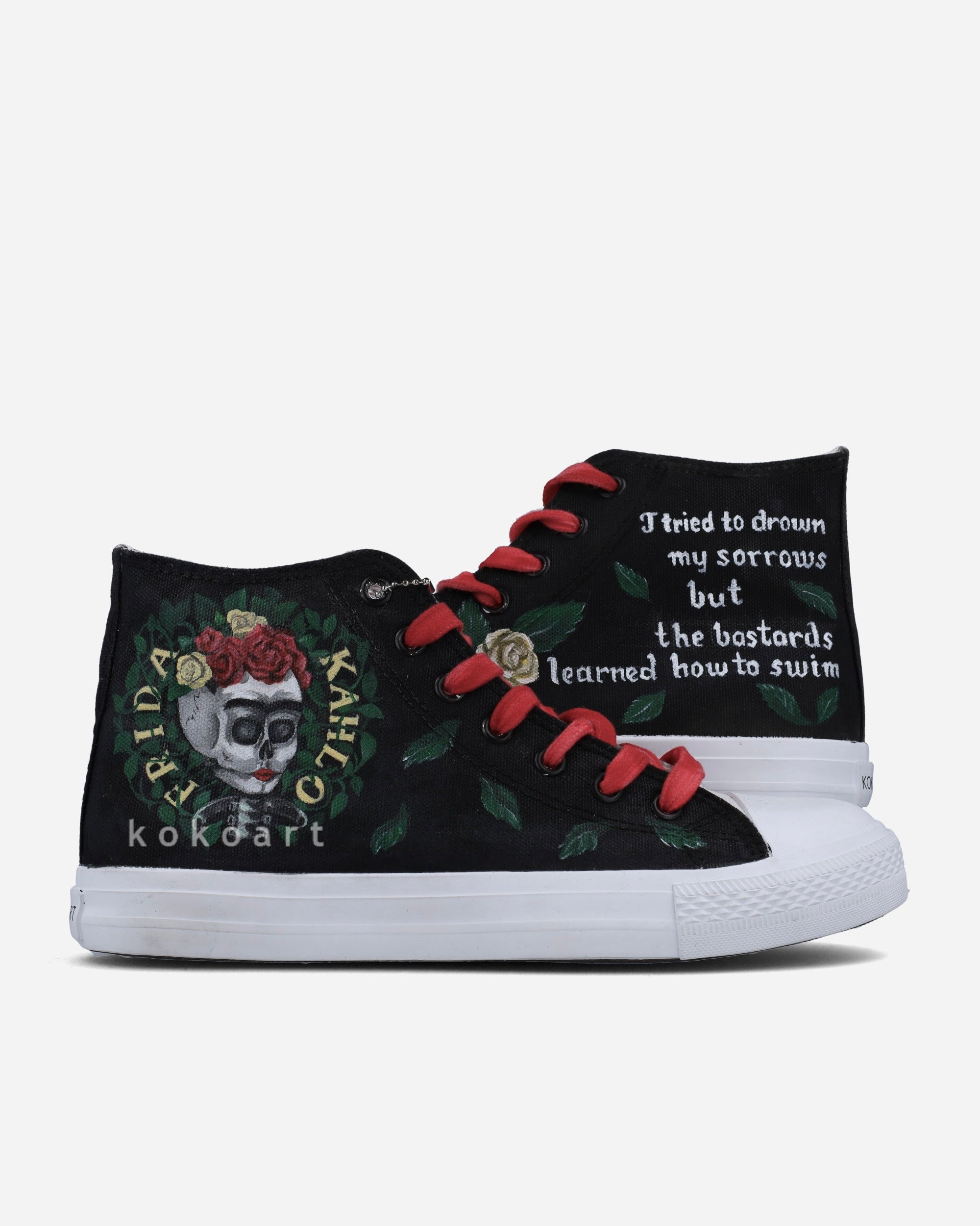 Frida Kahlo Skull Hand Painted Shoes