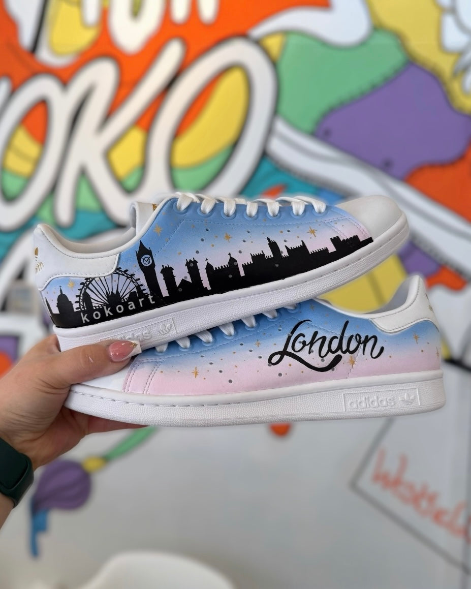 Stan Smith Hand Painted Gradient London Skyline
