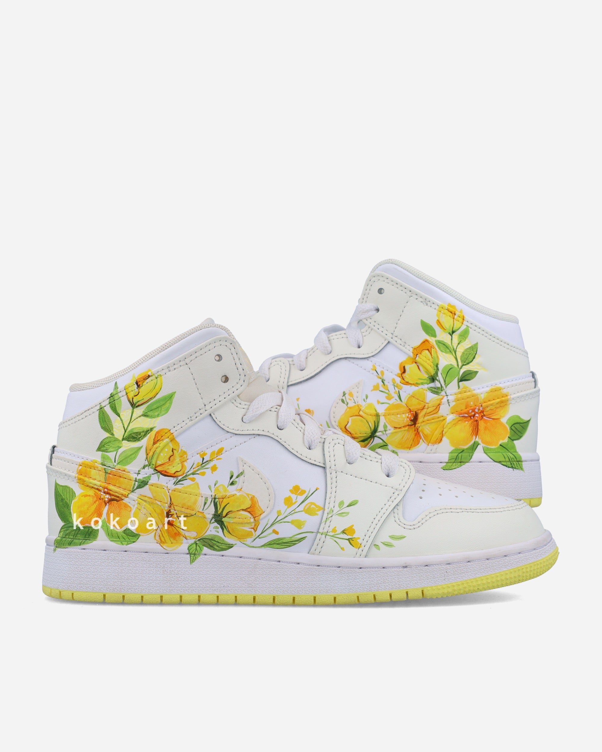Air Jordan Hand Painted Yellow Flowers
