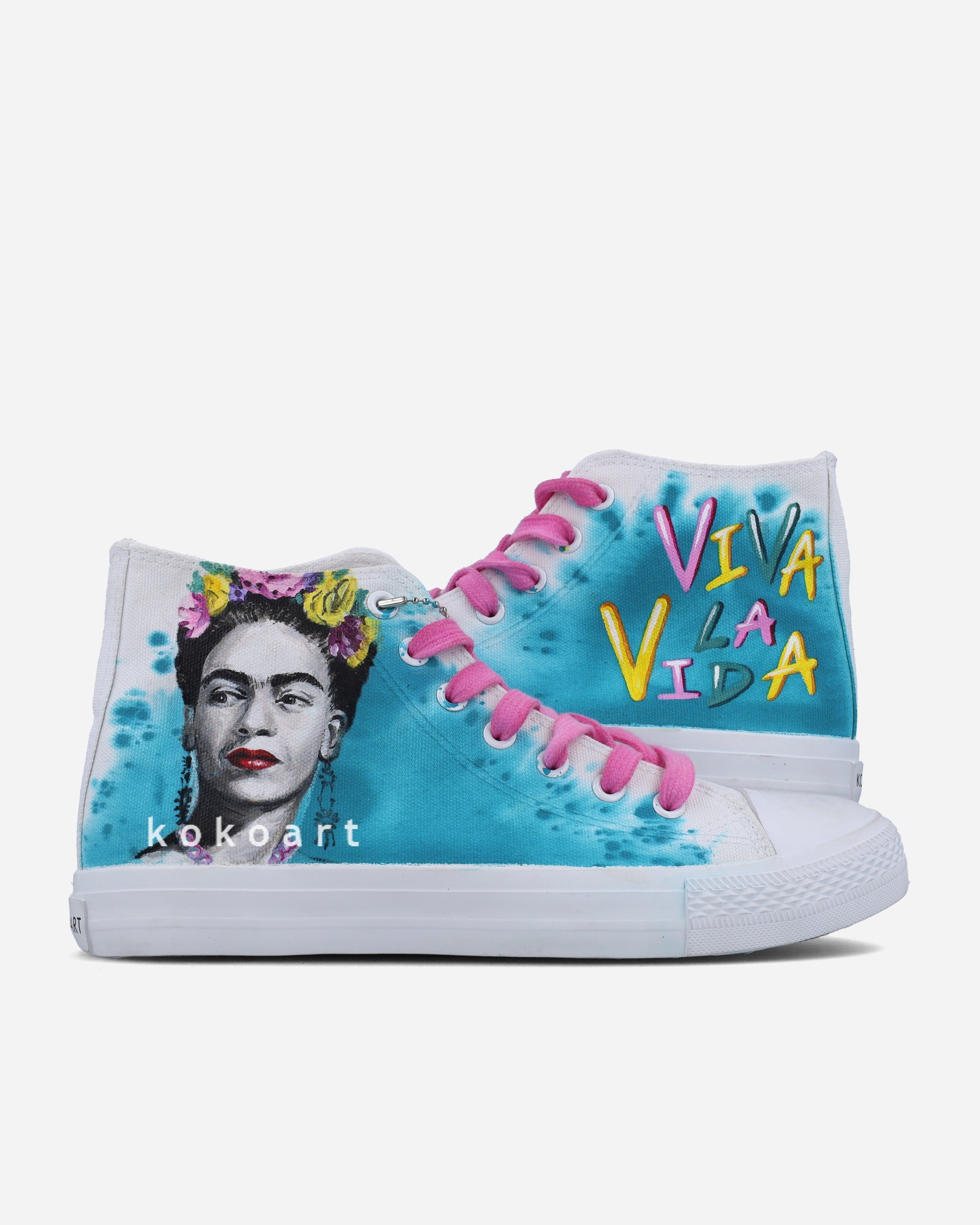 Frida Kahlo Blue Watercolour Hand Painted Shoes