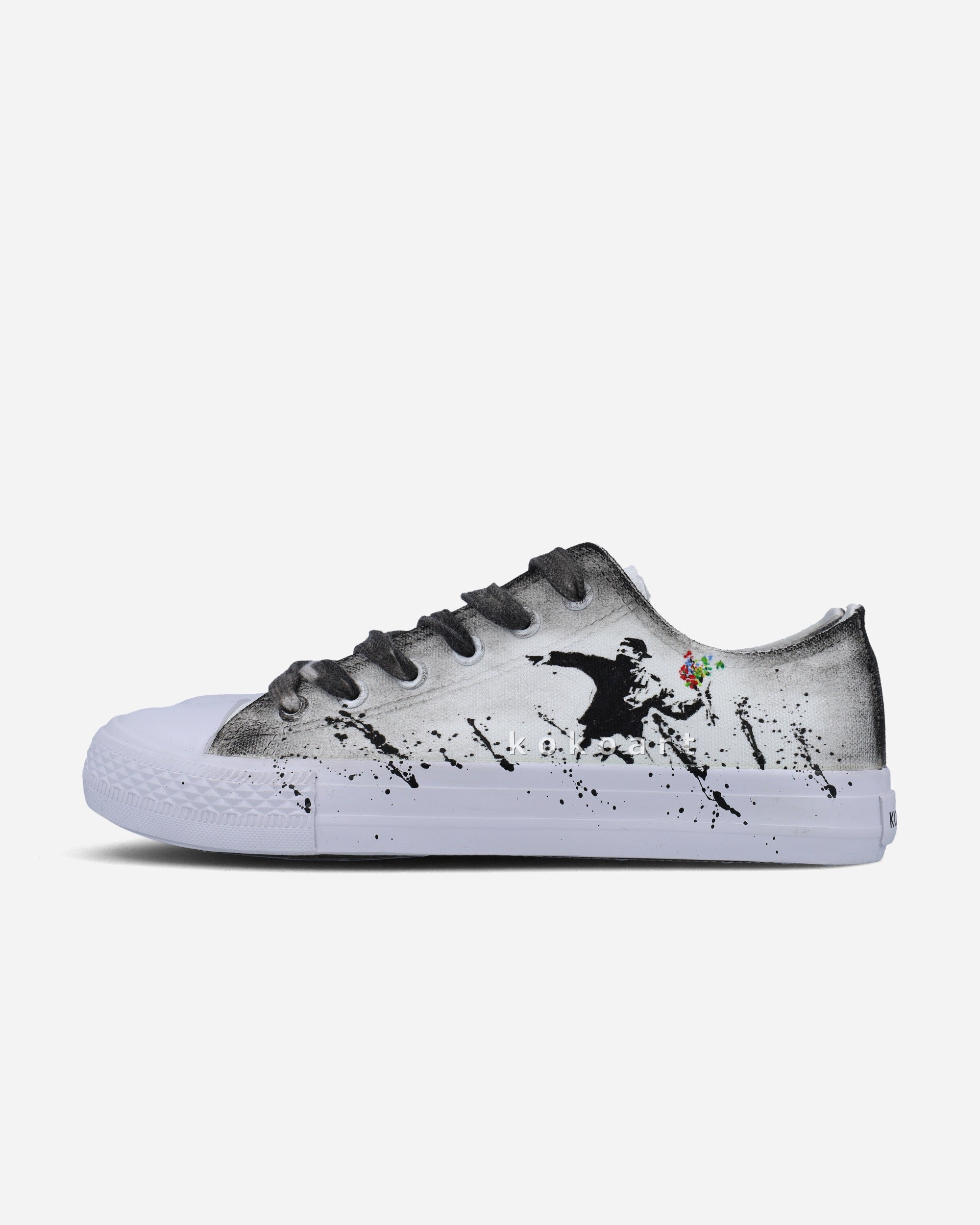 Graffiti Girl with Balloon and Flower Thrower Hand Painted Shoes
