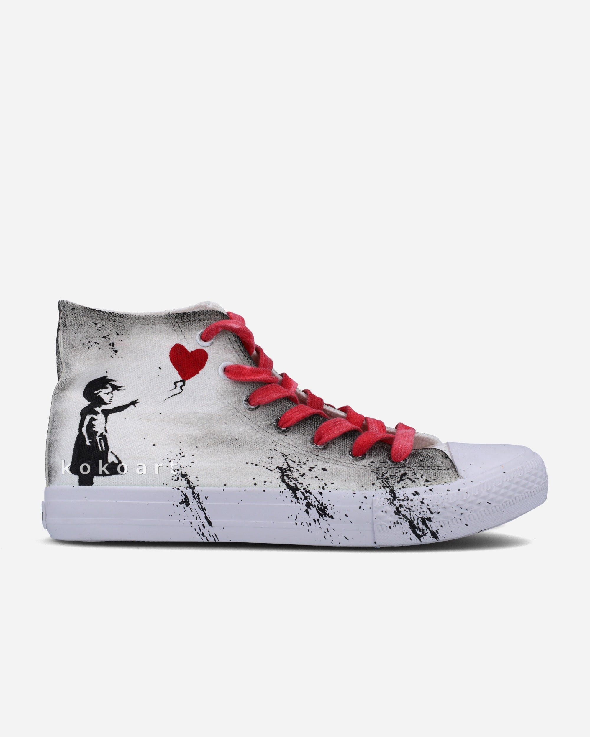 Girl with Balloon Hand Painted Shoes