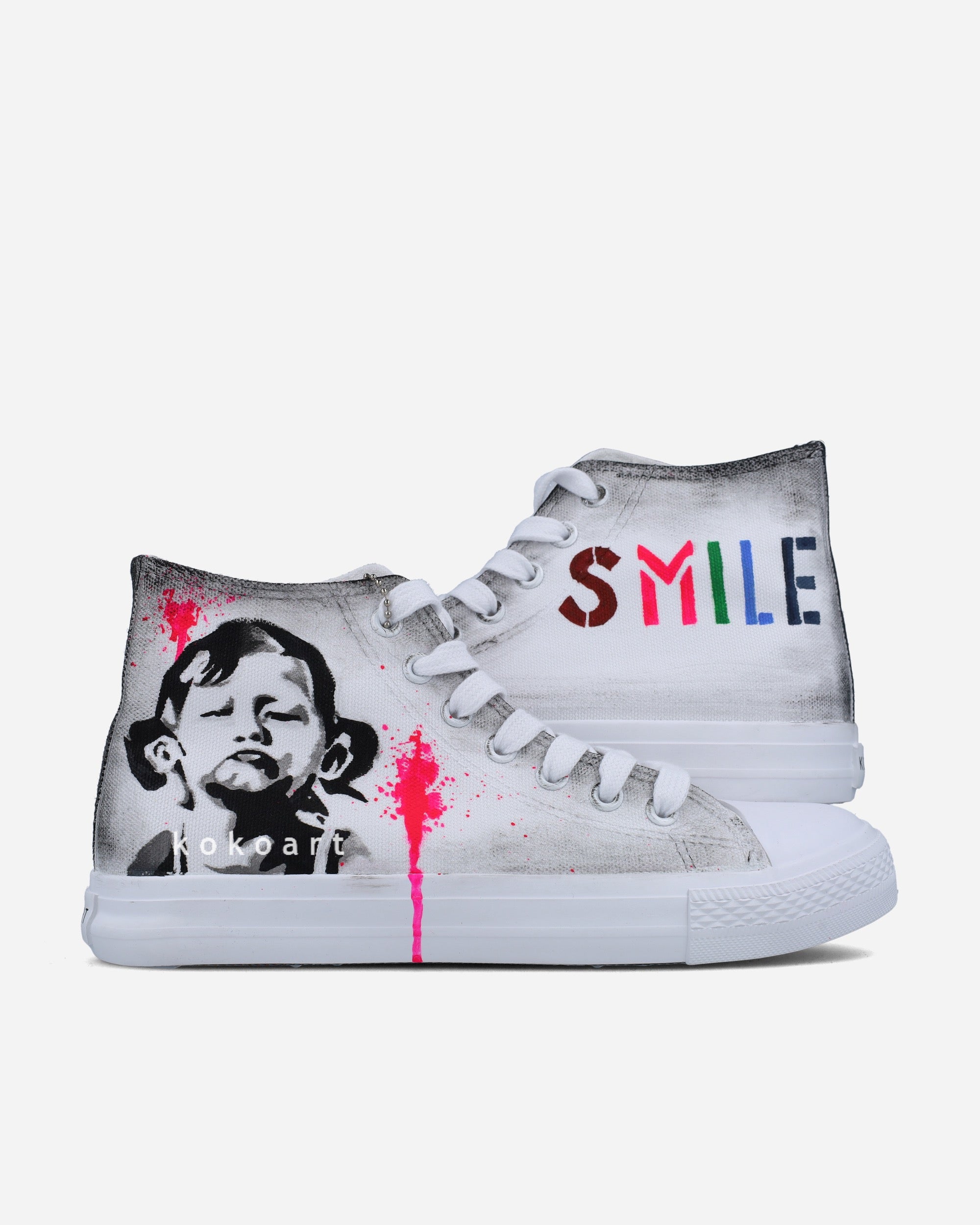 Smile Graffiti Hand Painted Shoes
