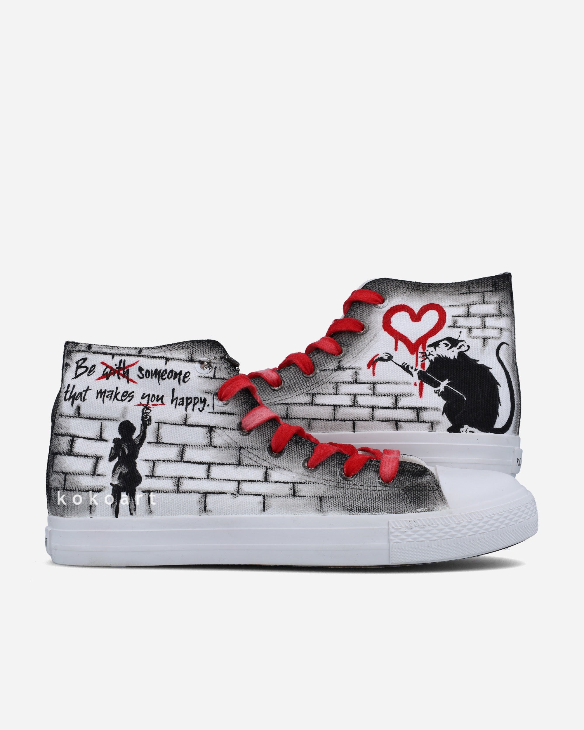 Graffiti Love Rat Hand Painted Shoes