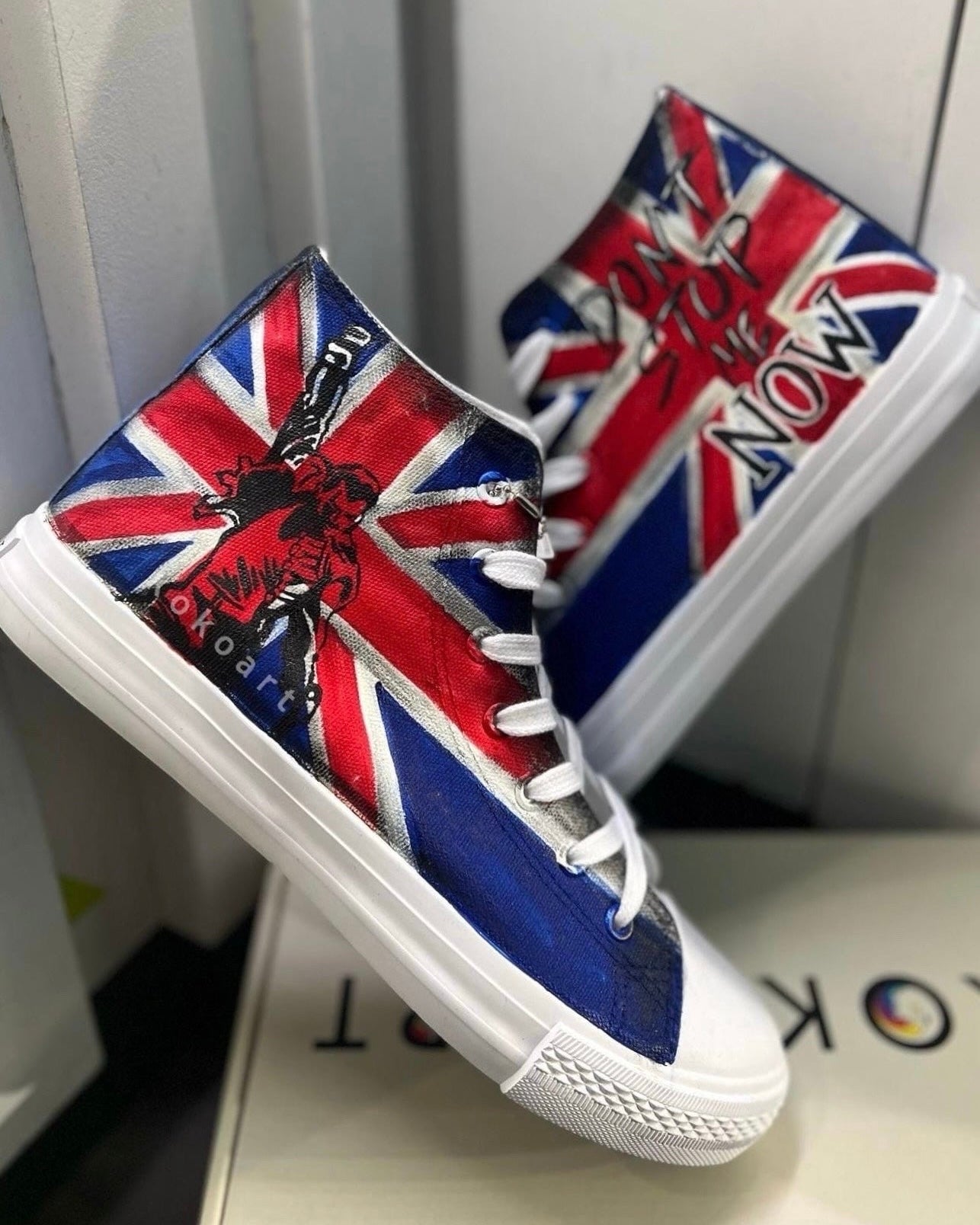 Don't Stop Me Now Hand Painted Shoes