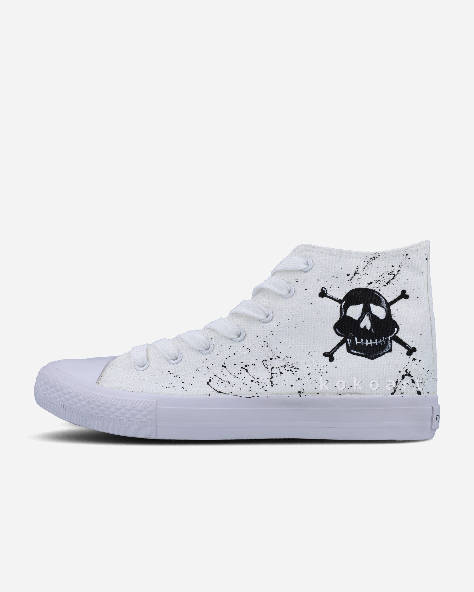 Black and White Skull Hand Painted Shoes