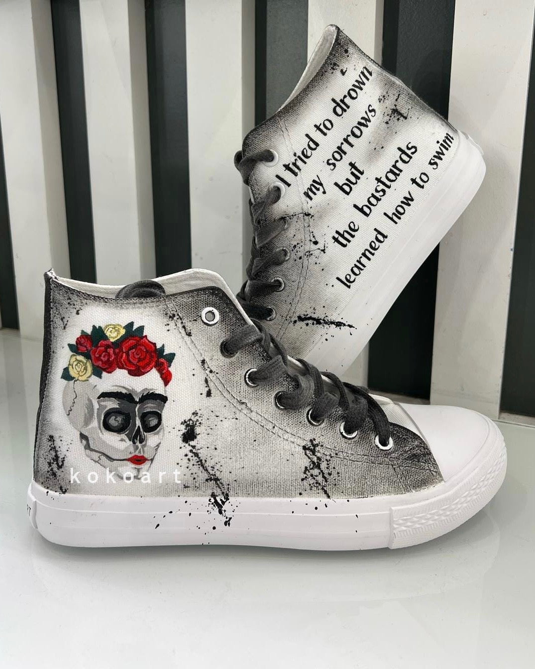 Frida Kahlo Skul Quote Hand Painted Shoe