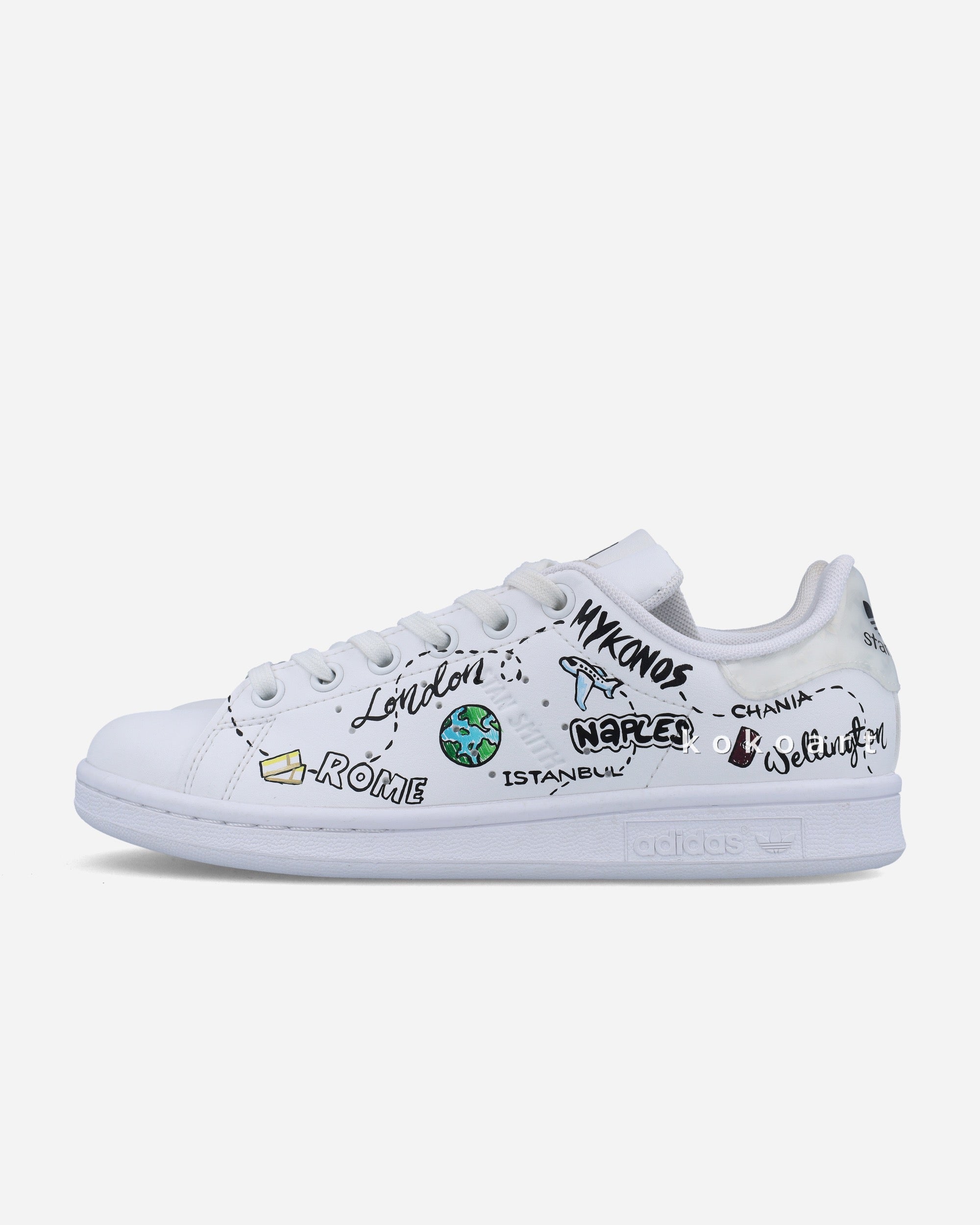 Stan Smith Hand Painted Travel Doodles