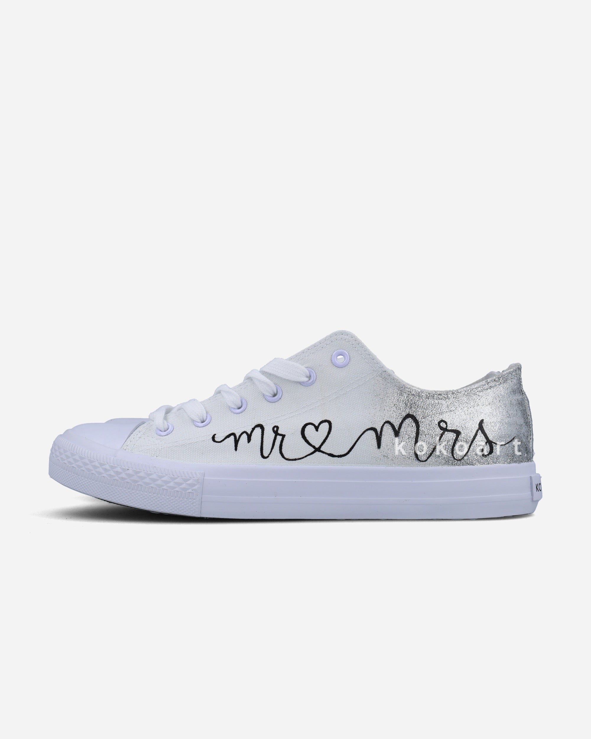 Silver Just Married Wedding Shoes