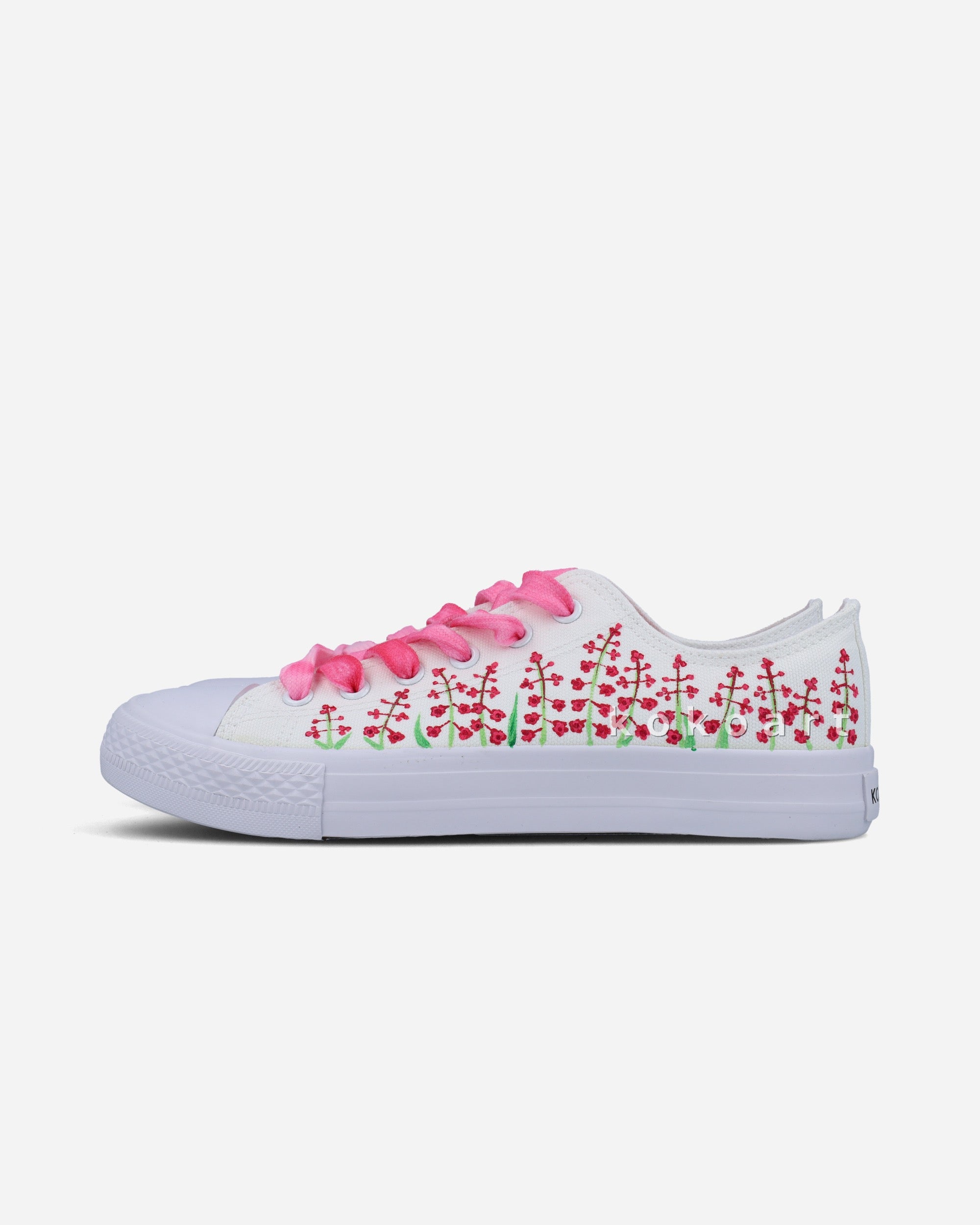 Pink Flowers Hand Painted Shoes by
