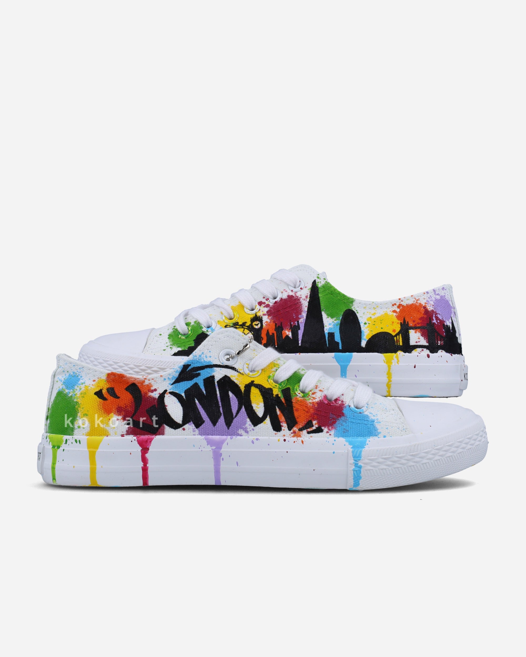 London Skyline Graffiti Hand Painted Shoes