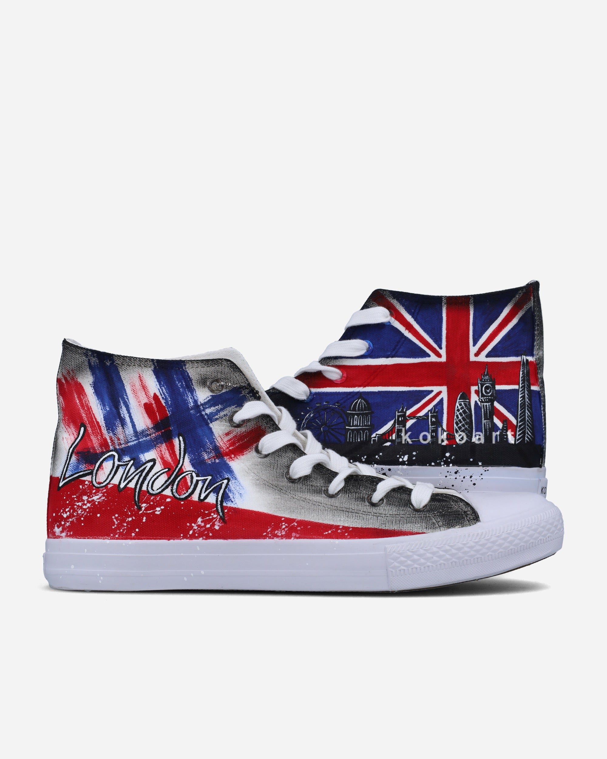 London Skyline Brush Strokes Hand Painted Shoes