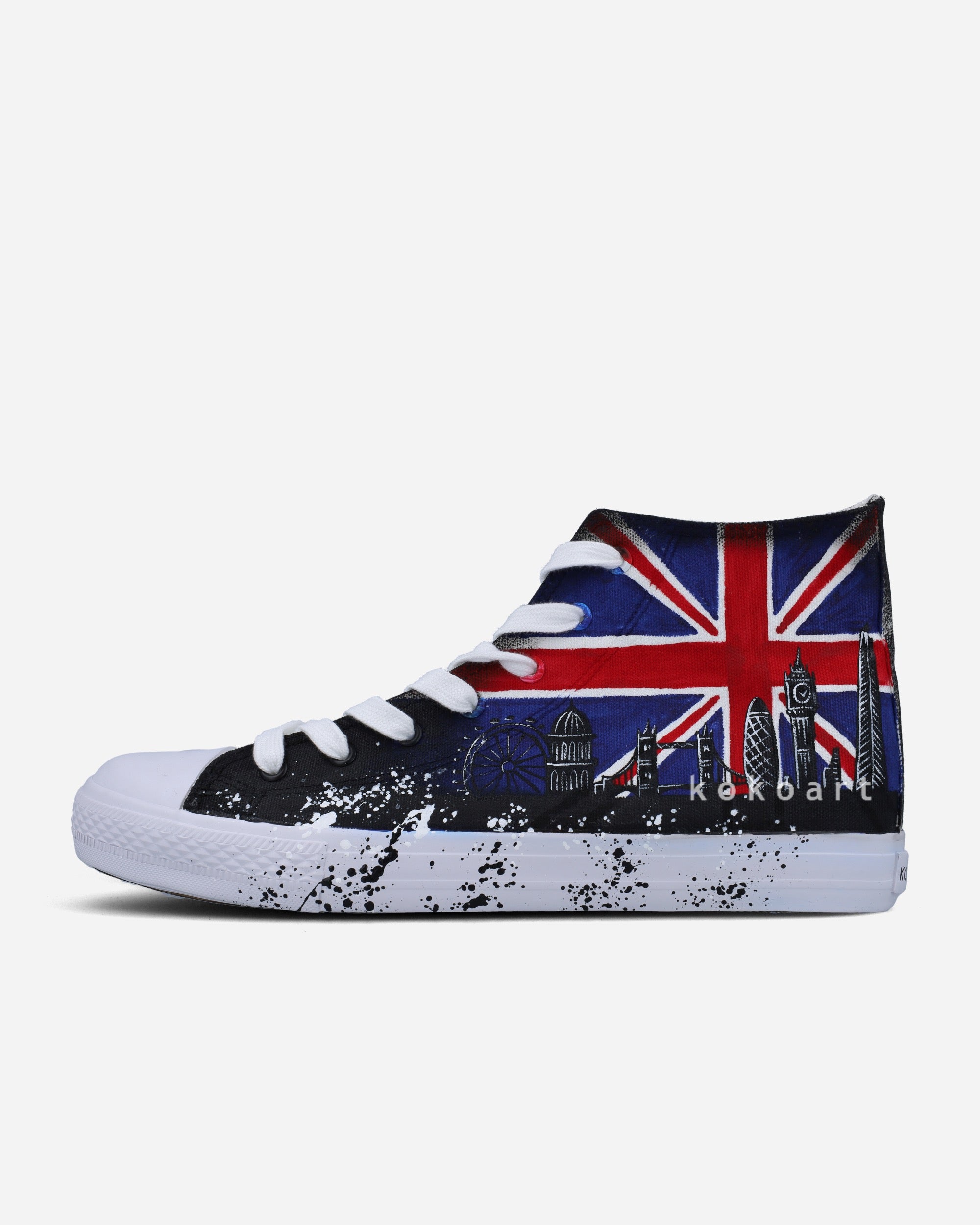 London Skyline Brush Strokes Hand Painted Shoes