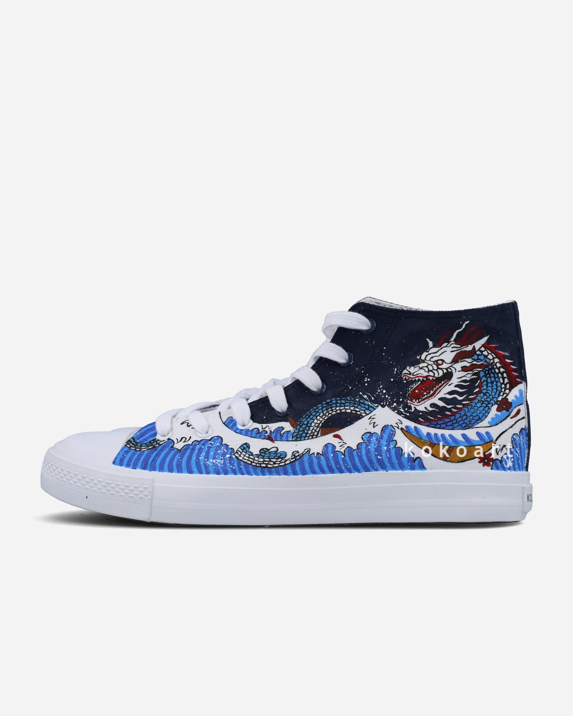 Dragon and Wave Hand Painted Shoes