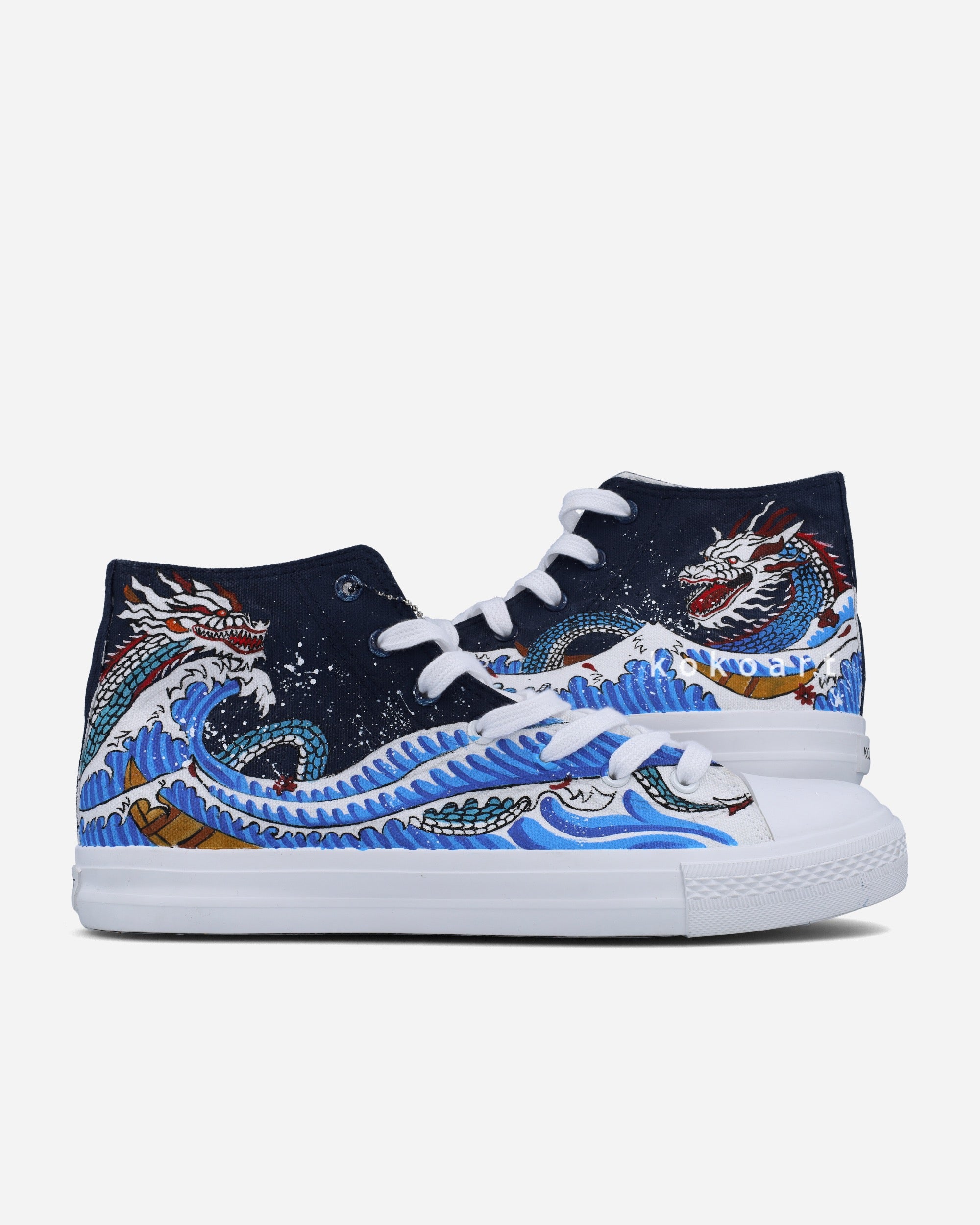Dragon and Wave Hand Painted Shoes