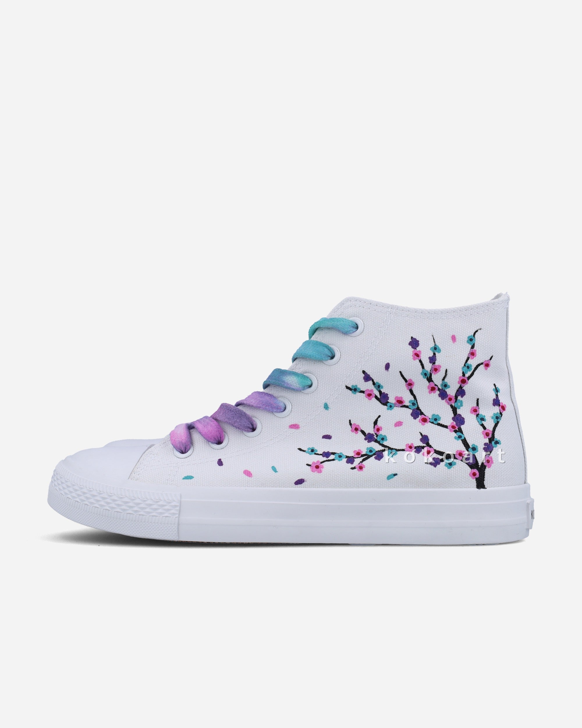 Pet Portrait with Blossom Hand Painted Shoes