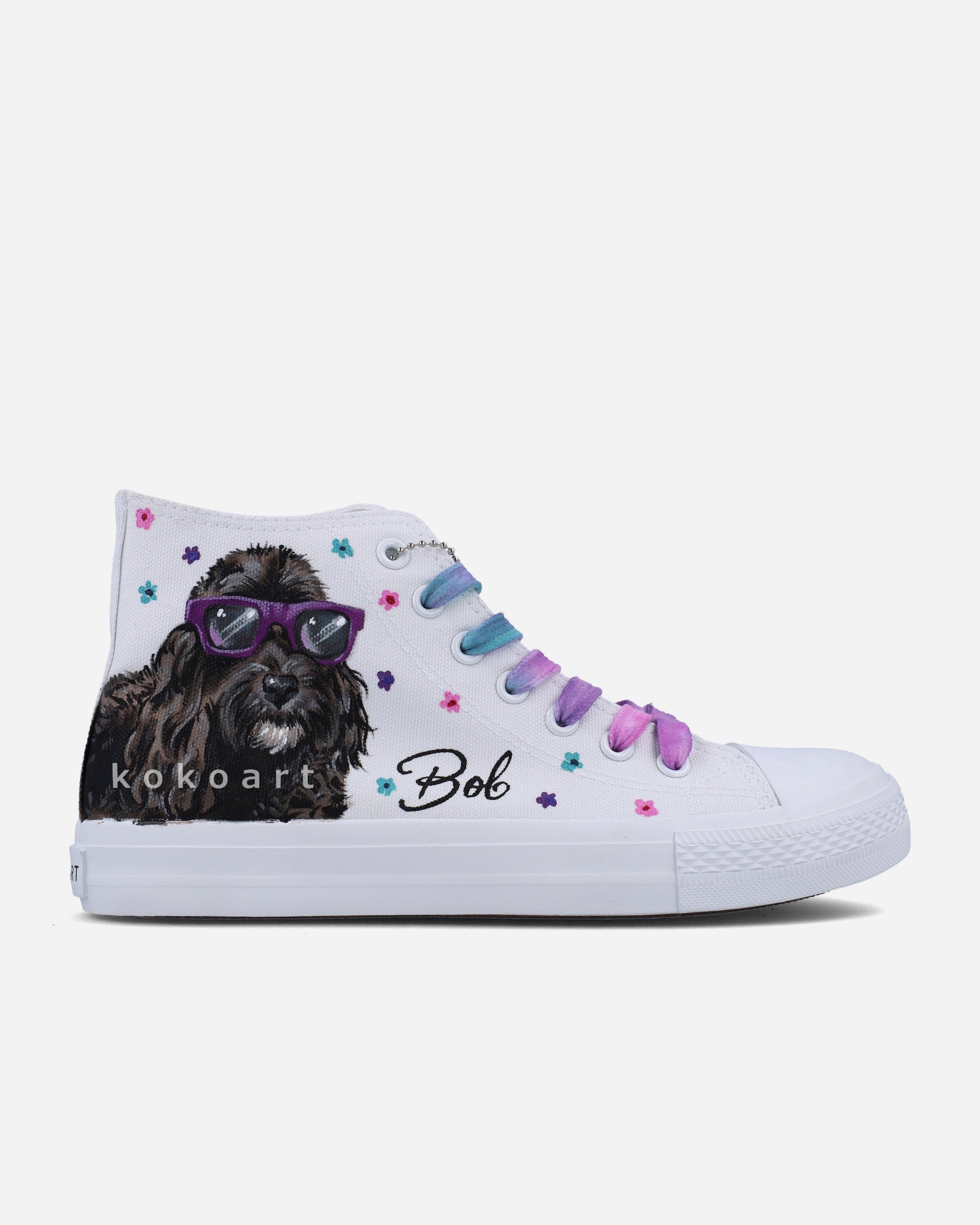 Pet Portrait with Blossom Hand Painted Shoes