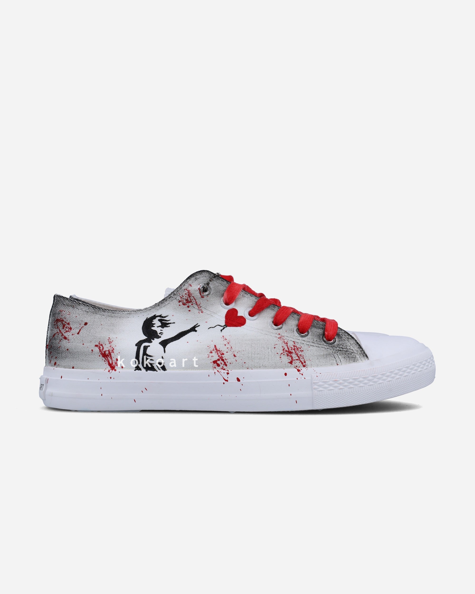 Girl with Balloon Hand Painted Shoes