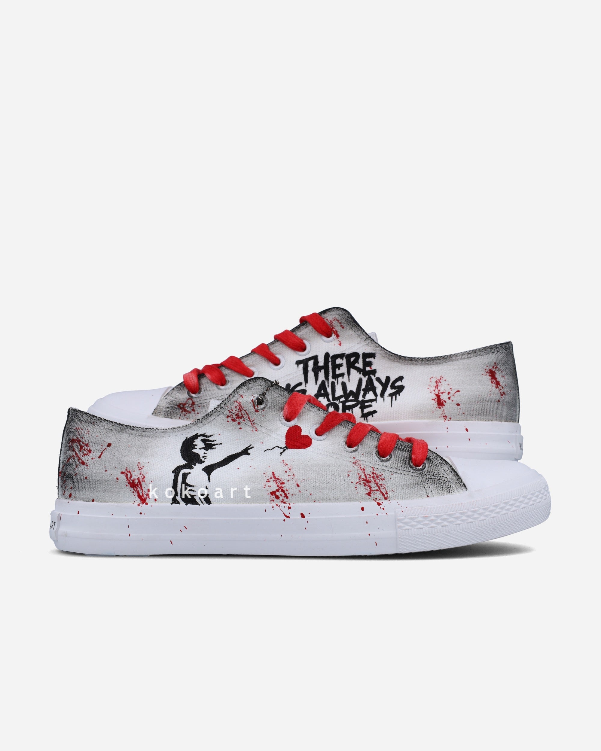 Girl with Balloon Hand Painted Shoes