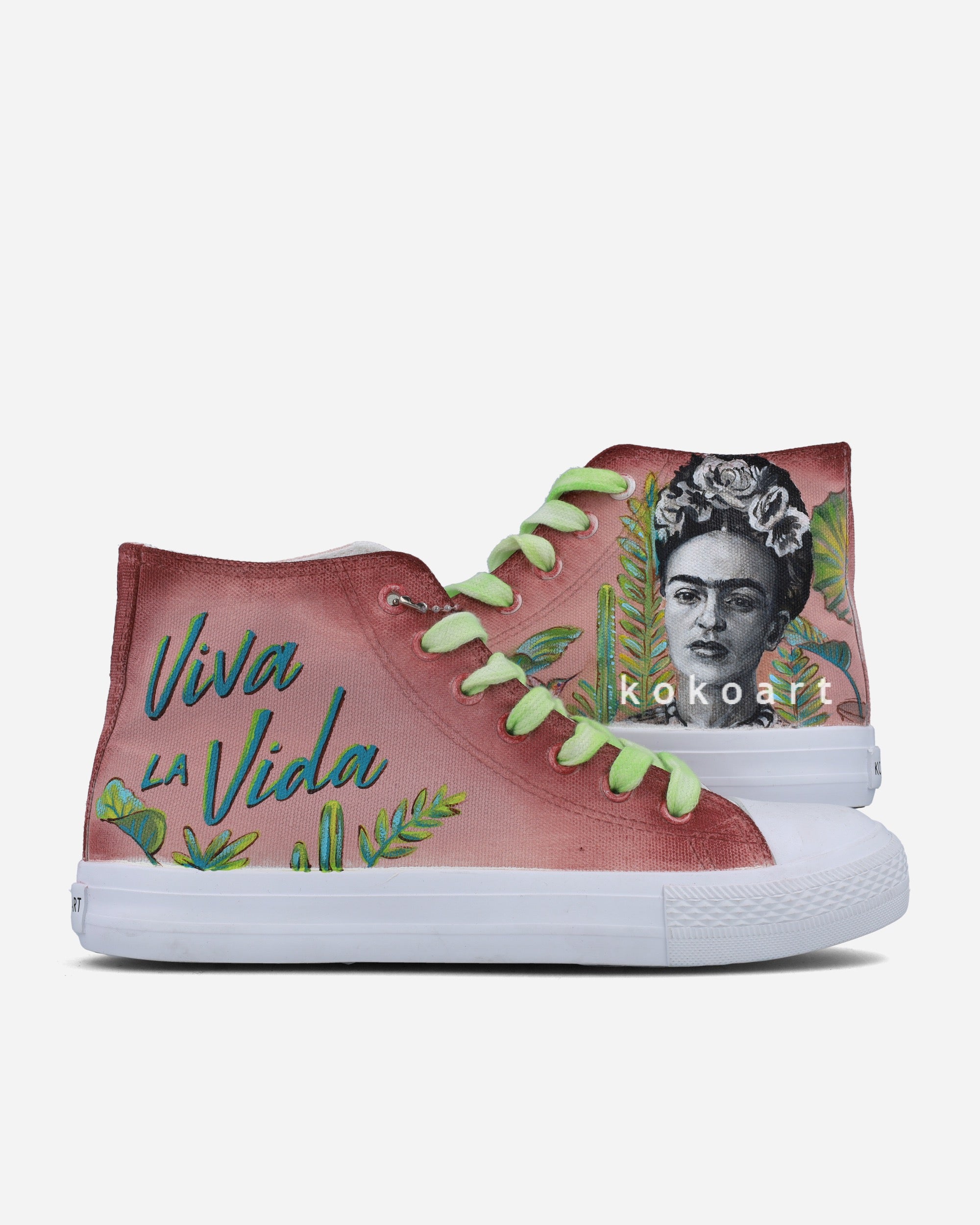 Frida Kahlo Viva la Vida Plants Hand Painted Shoes