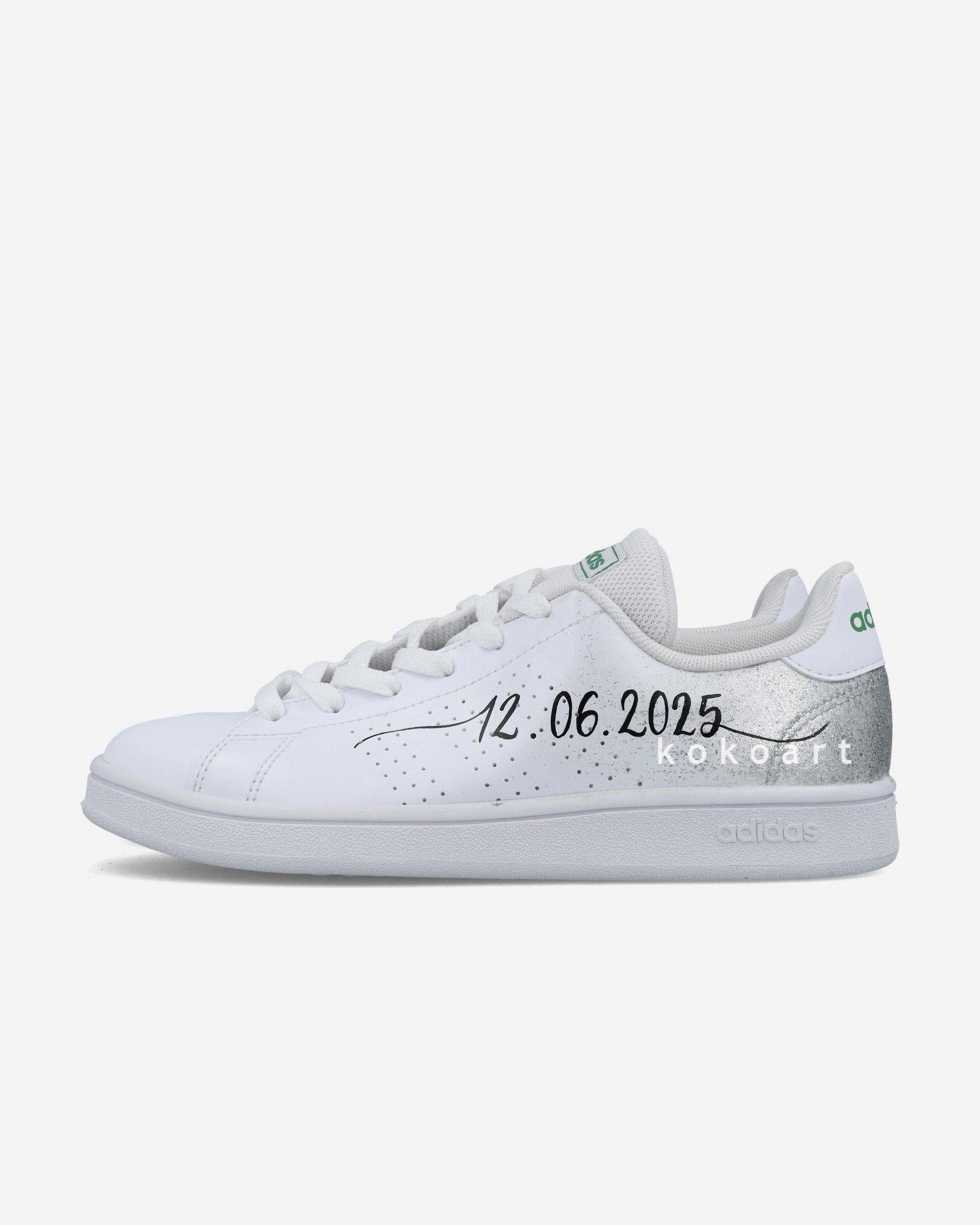 Adidas Advantage Hand Painted Just Married Silver