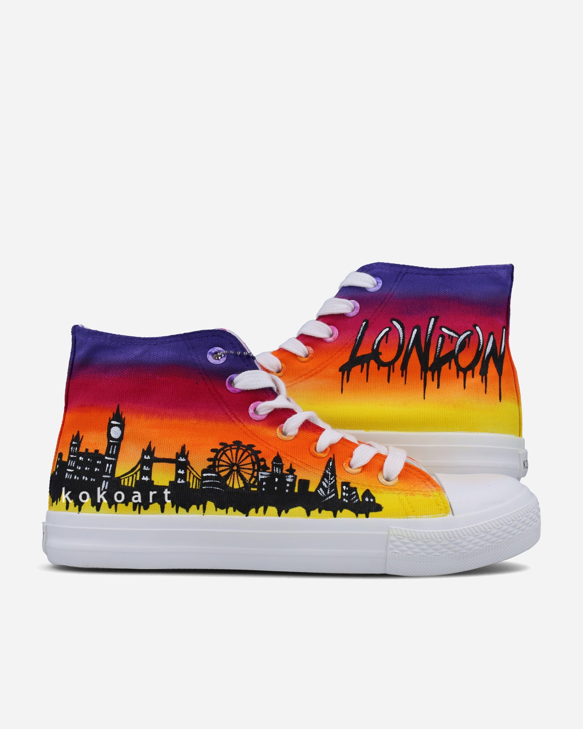 Sunset London Skyline Hand Painted Shoes