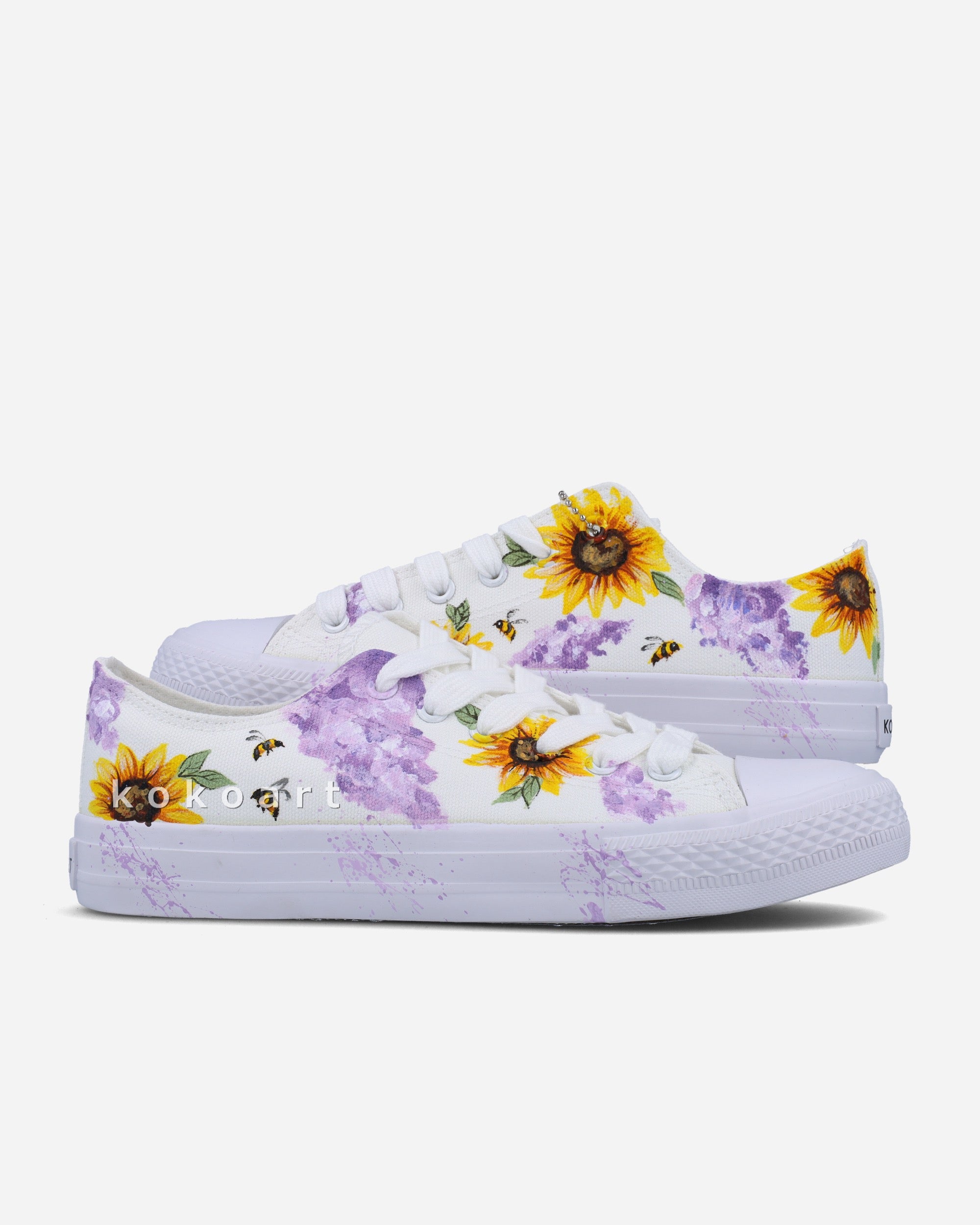 Flowers and Bees Hand Painted Shoes