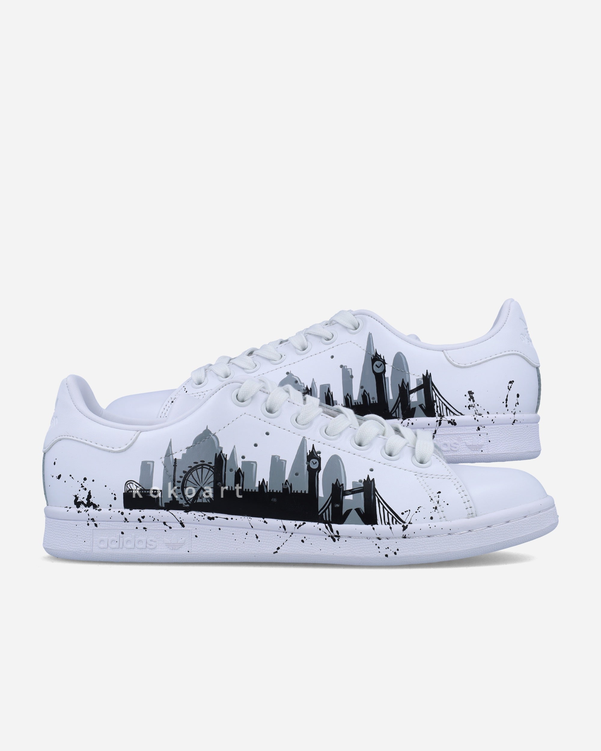 Stan Smith Hand Painted Grey London Skyline Silhouette