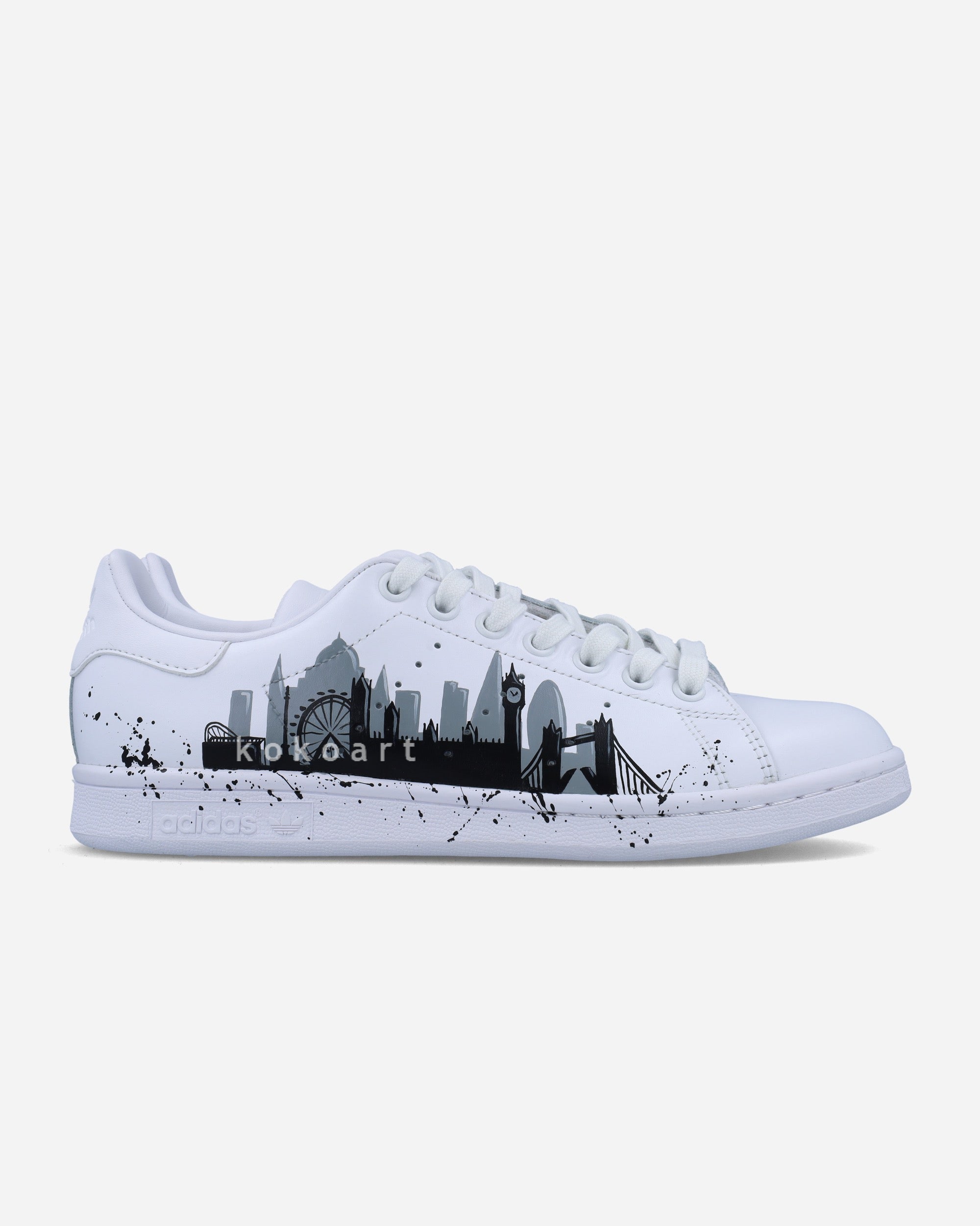 Stan Smith Hand Painted Grey London Skyline Silhouette