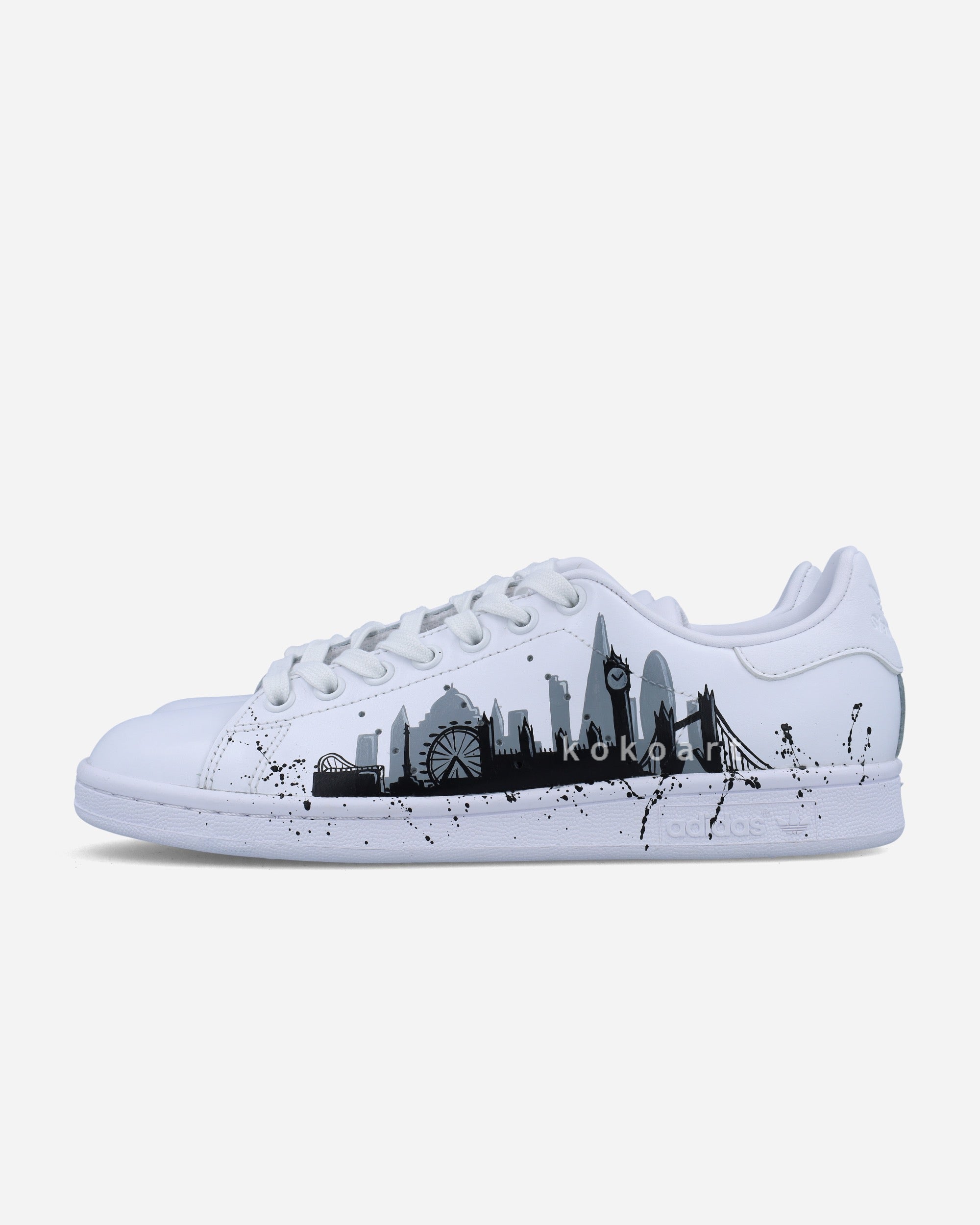 Stan Smith Hand Painted Grey London Skyline Silhouette