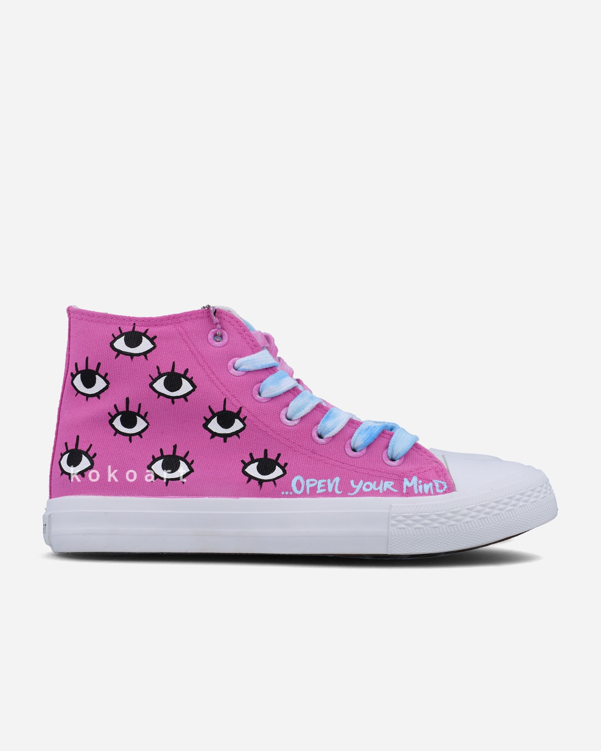 Pink Light Blue Close your Eyes Hand Painted Shoes
