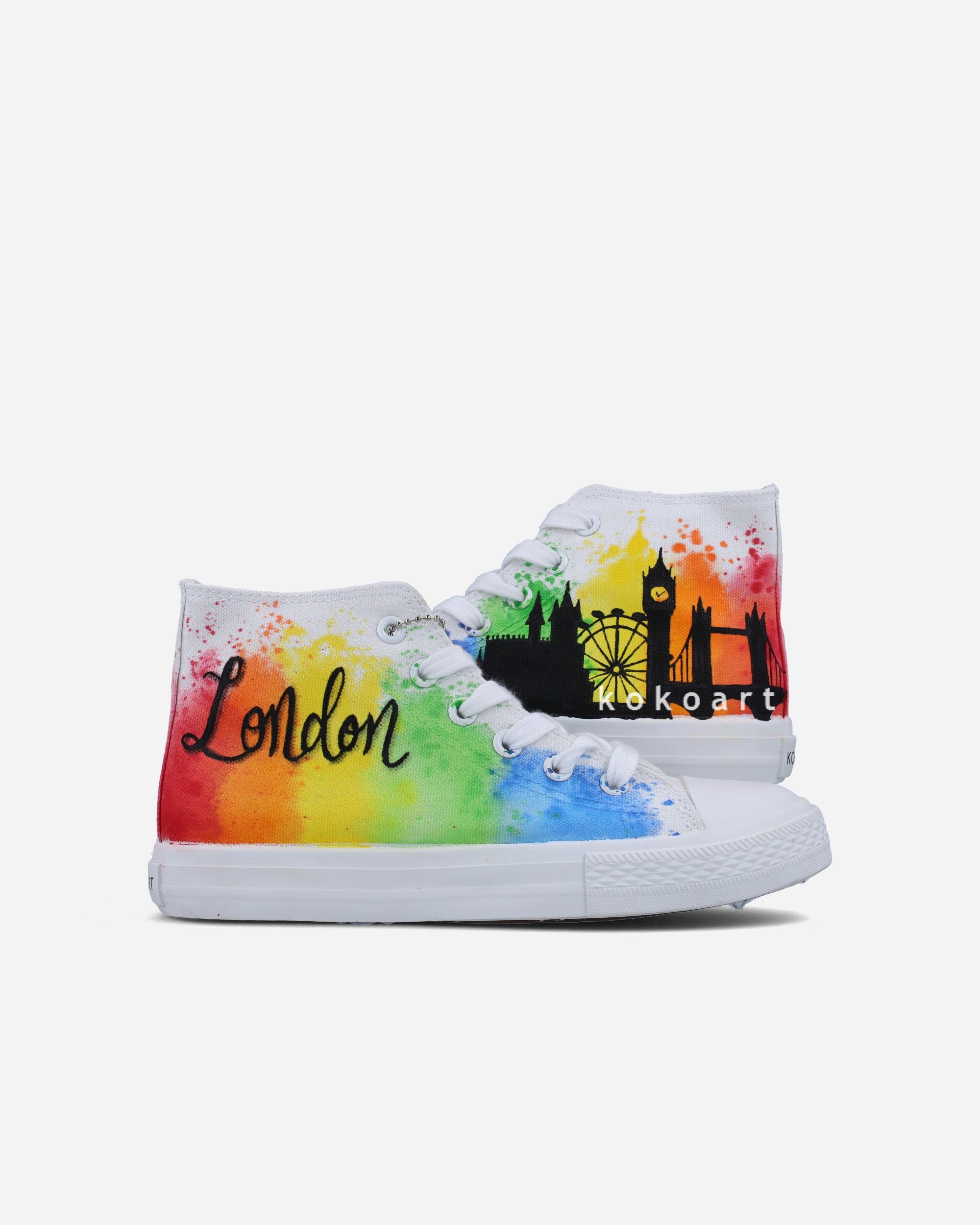 Rainbow London Skyline Hand Painted Shoes
