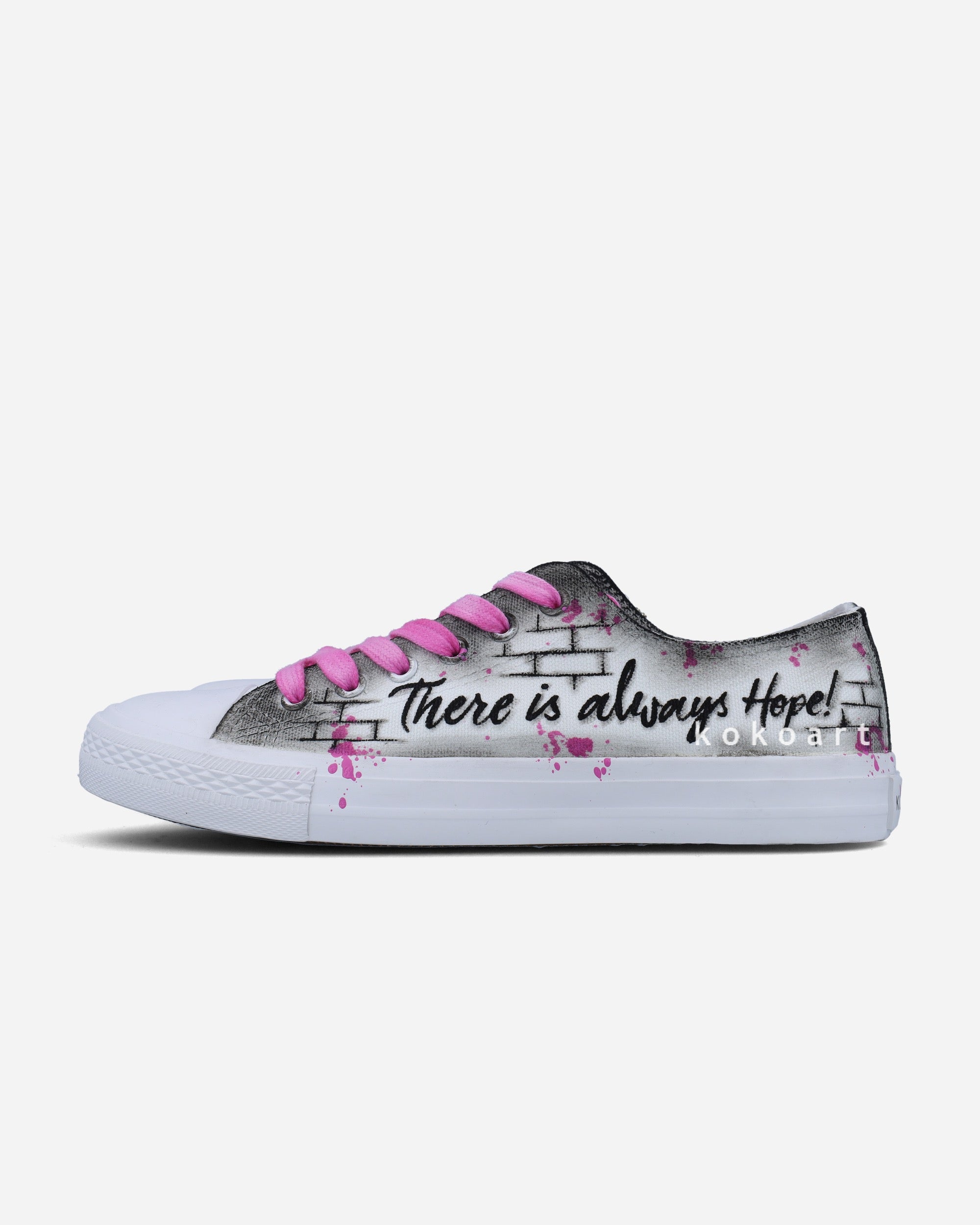 Pink Girl with Balloon Hand Painted Shoes
