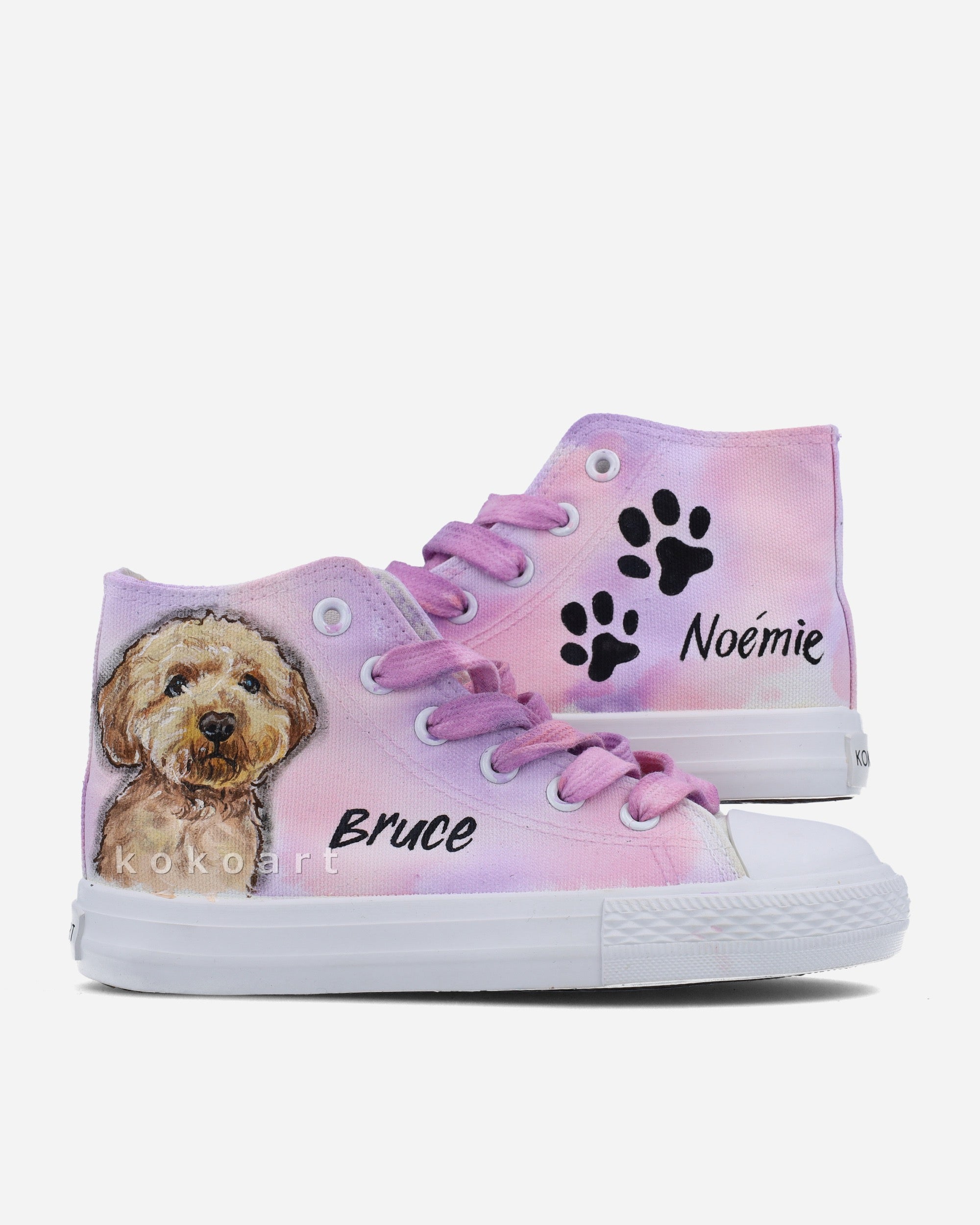 Pet Portrait Watercolour Background Hand Painted Shoes